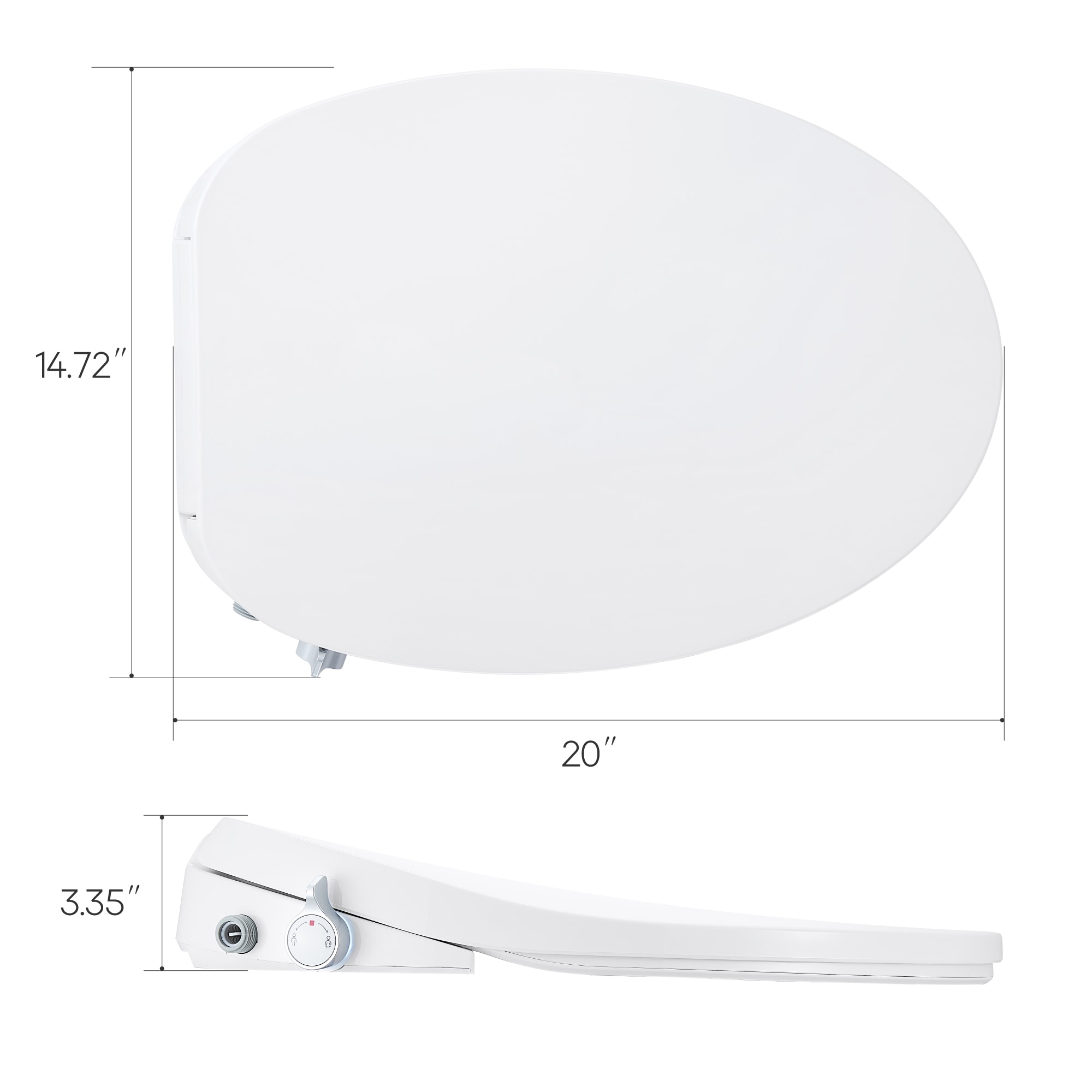 White Elongated Heated Bidet Toilet Seat with Night Light