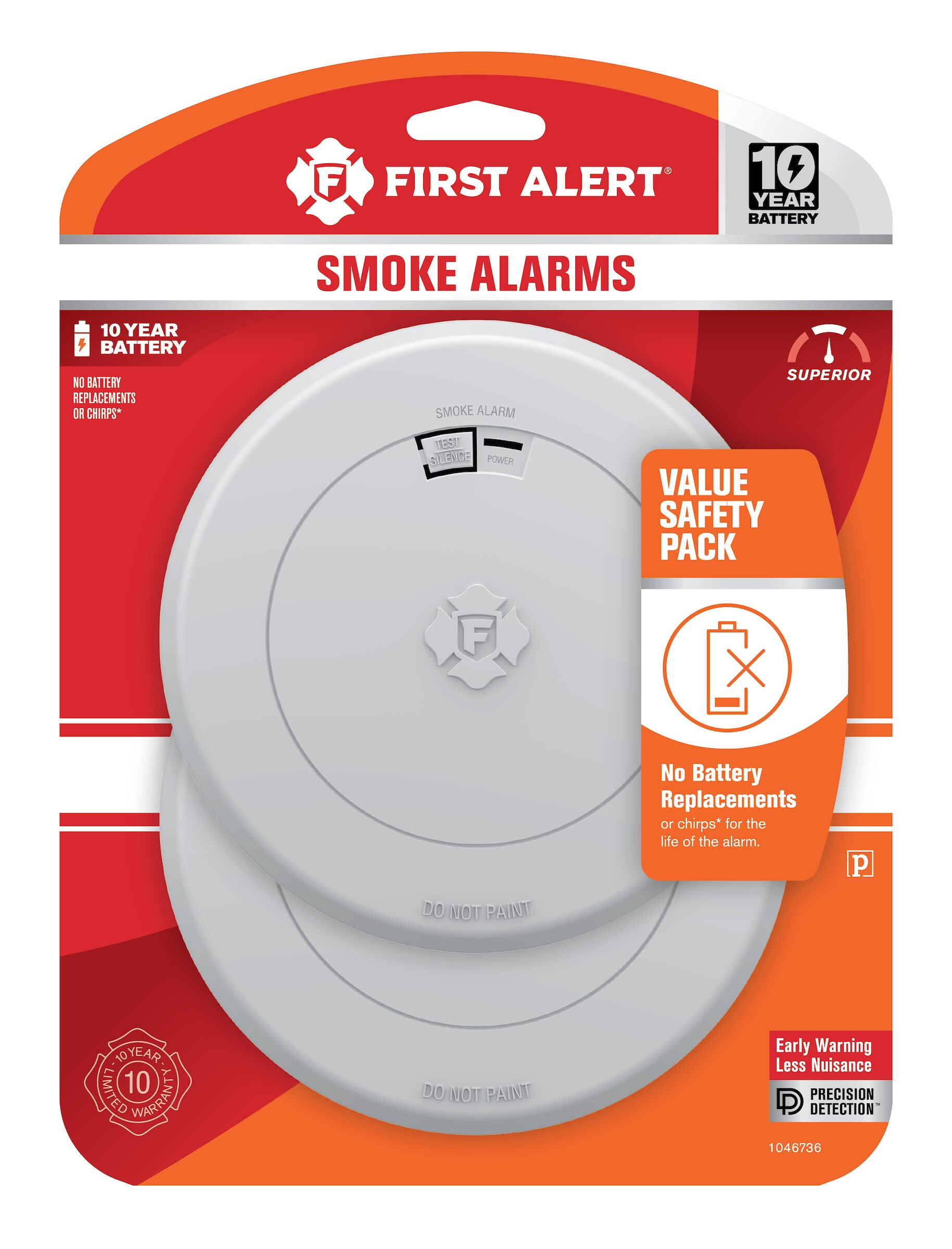 First Alert 10-Year Battery 2-Pack Battery-operated Photoelectric Sensor Smoke Detector