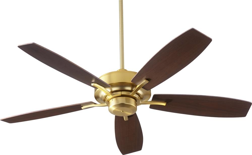 Quorum International 64525-80 Soho 52-in Aged Brass with Walnut Blades Ceiling Fan Without Light ( 5 -Blade )