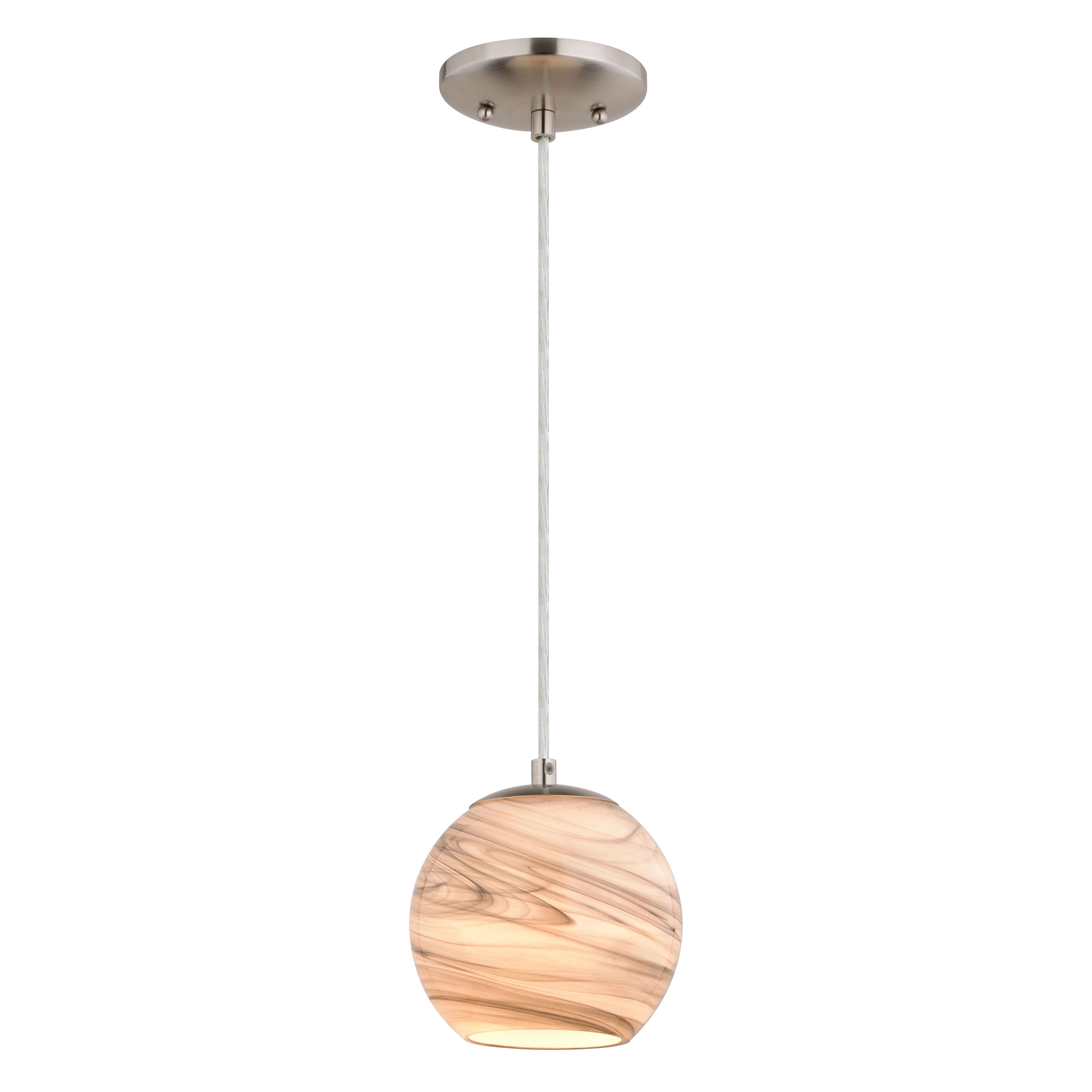 Cascadia P0408 Milano Satin Nickel Transitional Tinted glass Globe Mini Hanging Pendant light