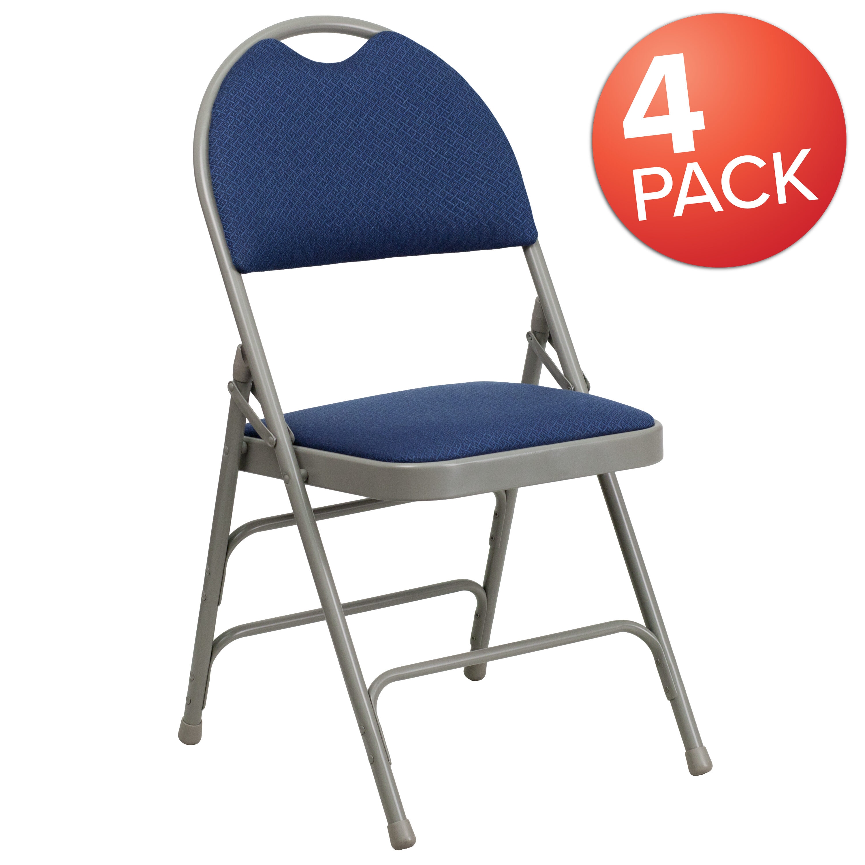 Executive Navy Fabric Armless Metal Folding Chair Set of 4