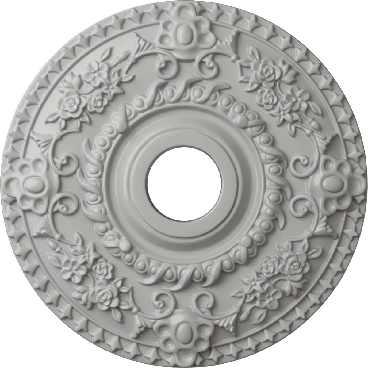 Ekena Millwork CM18ROFRF Rose 18-in W x 18-in L Painted Frost Polyurethane Whole Ceiling Medallion