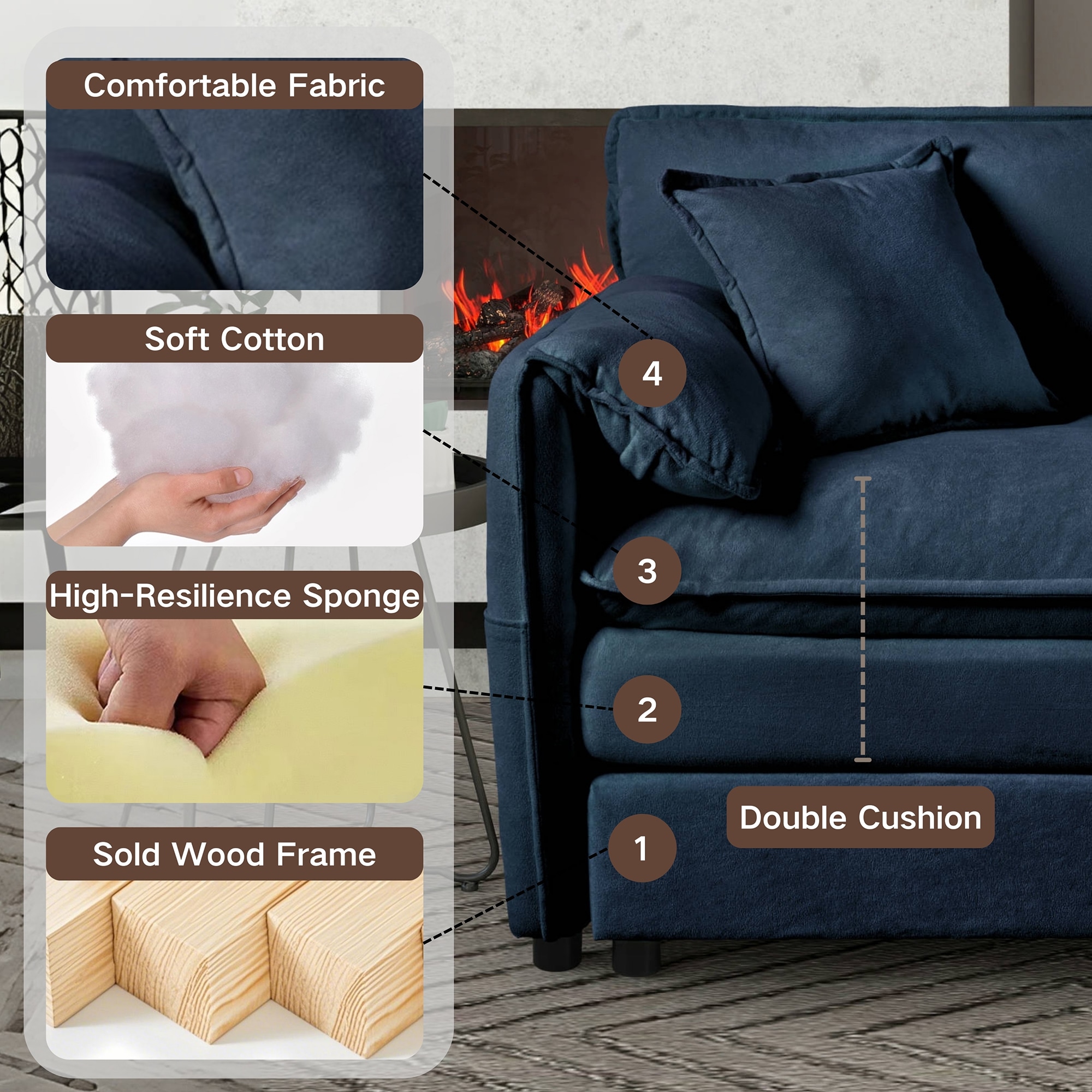 SINOFURN SYA330118BN Sofas-Loveseats - View #6
