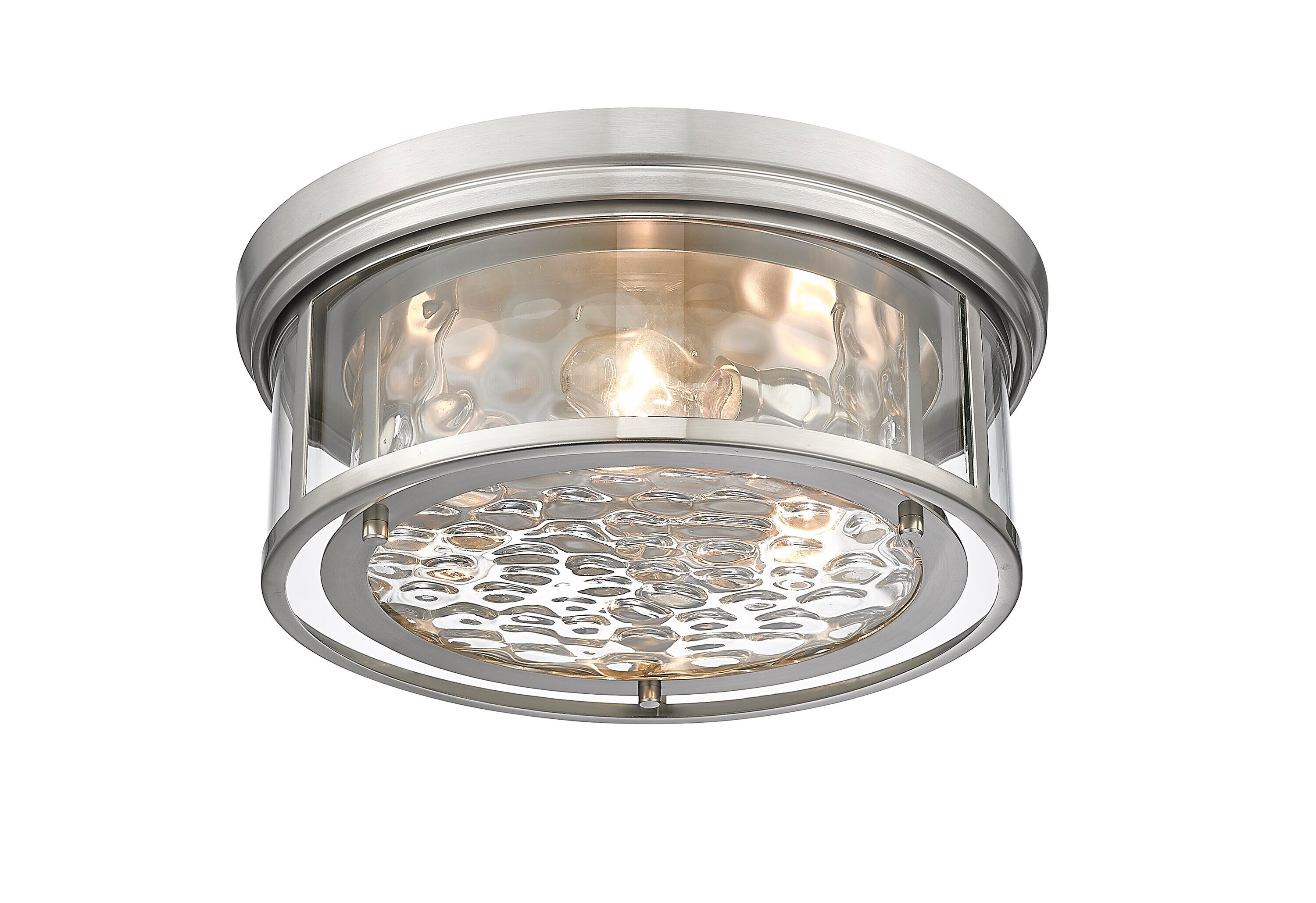 Brushed Nickel 16" Glass 3-Light Flush Mount