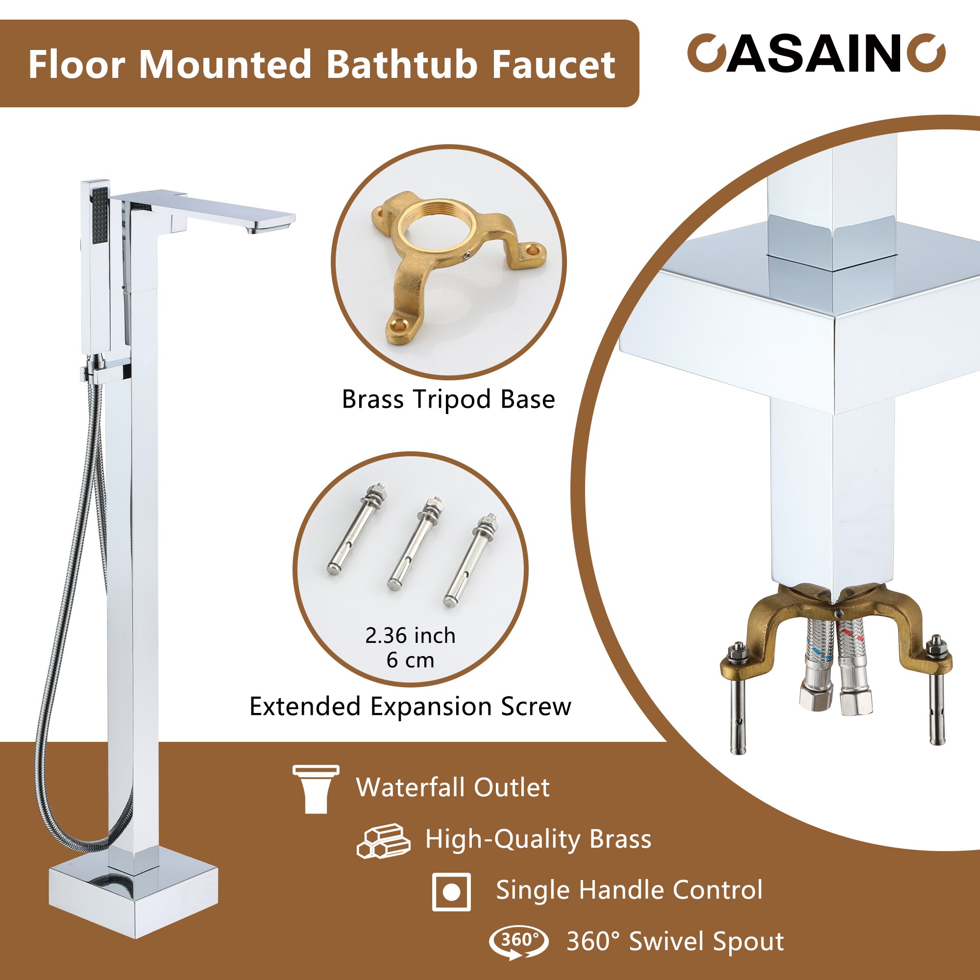 CASAINC KCLT0057-CP Roman-Tub-Faucets - View #8