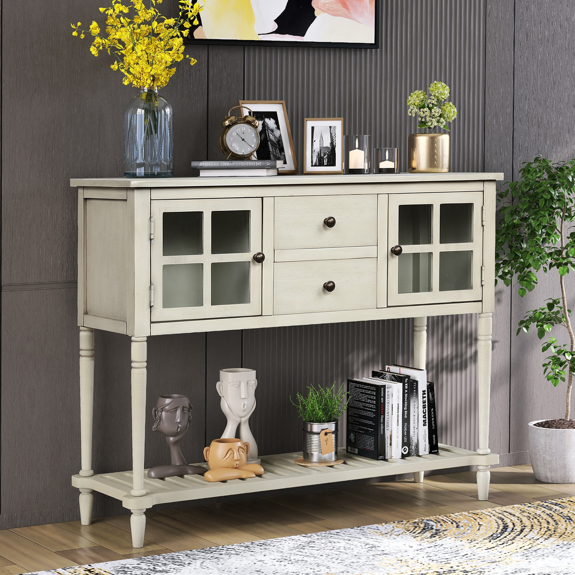 Mondawe OR-W0225P-TR Farmhouse Distressed Console Table