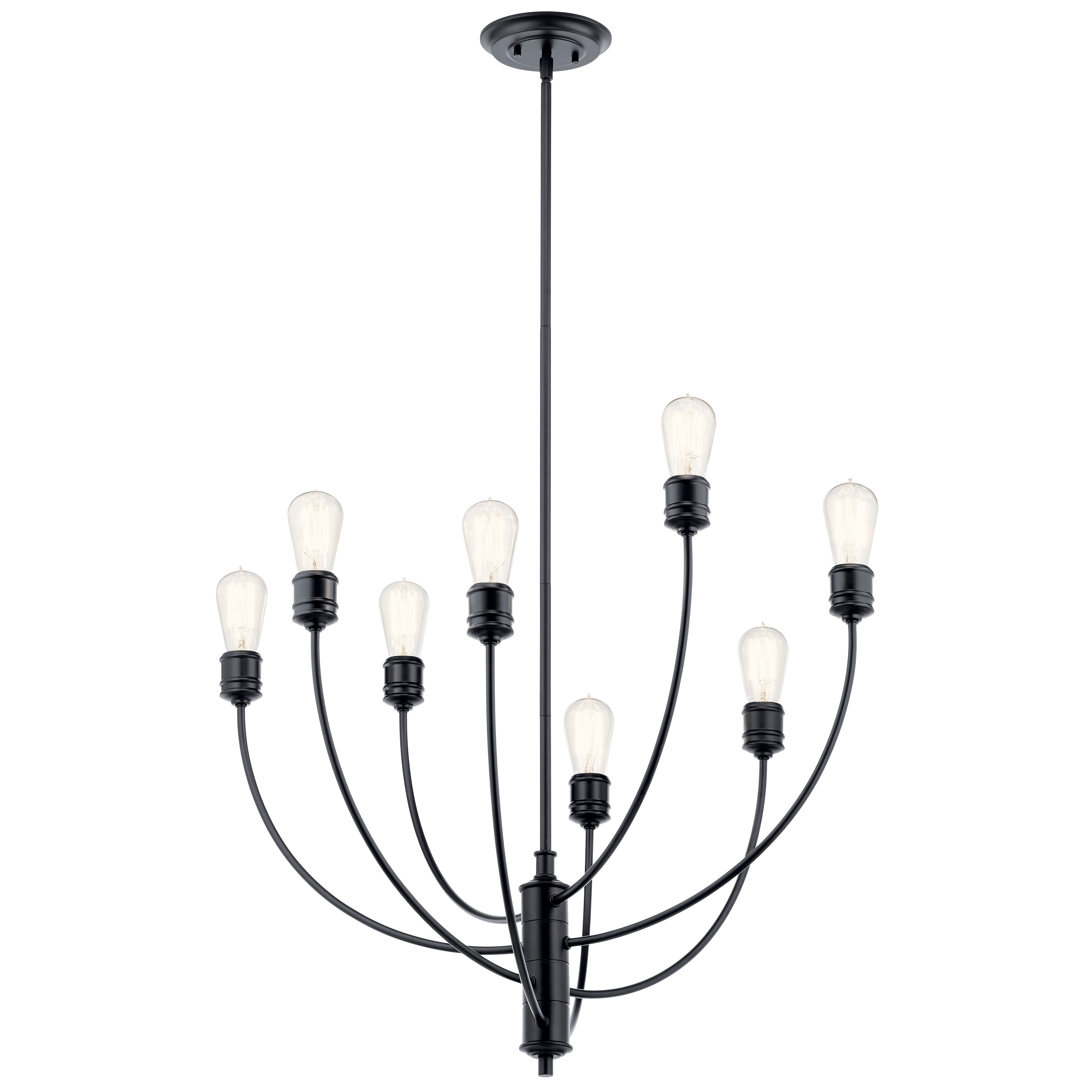 Kichler 52255BK Hatton 8 -Light Brushed Black Transitional For Use in Bedrooms, Dining Rooms, Foyers, Kitchens, Living Rooms Chandelier
