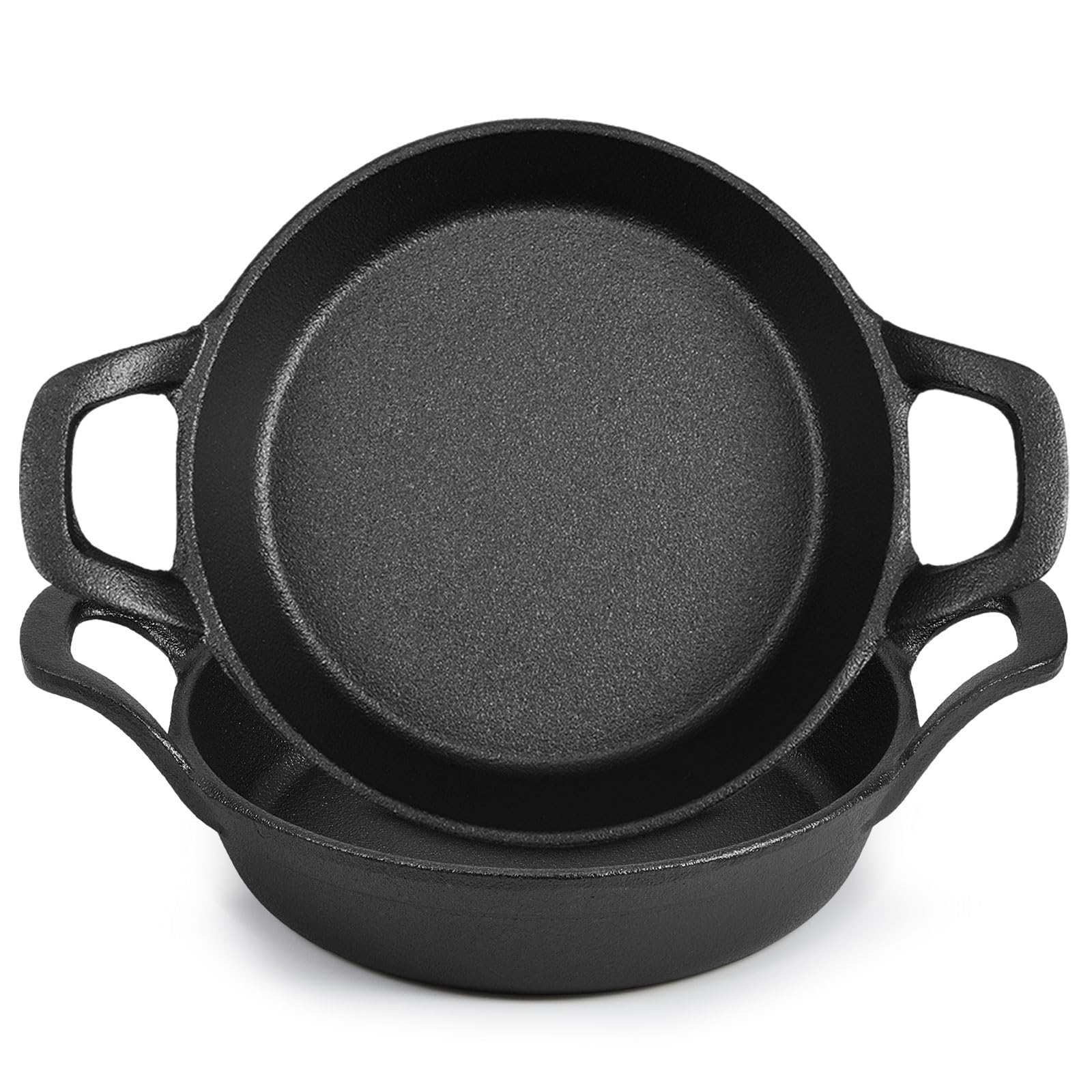 DHMHD Mini Cast Iron Skillets Set 6.3 by 6.3 by 1.5 Inch Small Ramekin Pans Black Oven Safe Cookware 2 Pack durable home and garden accessory #LDH0817X422