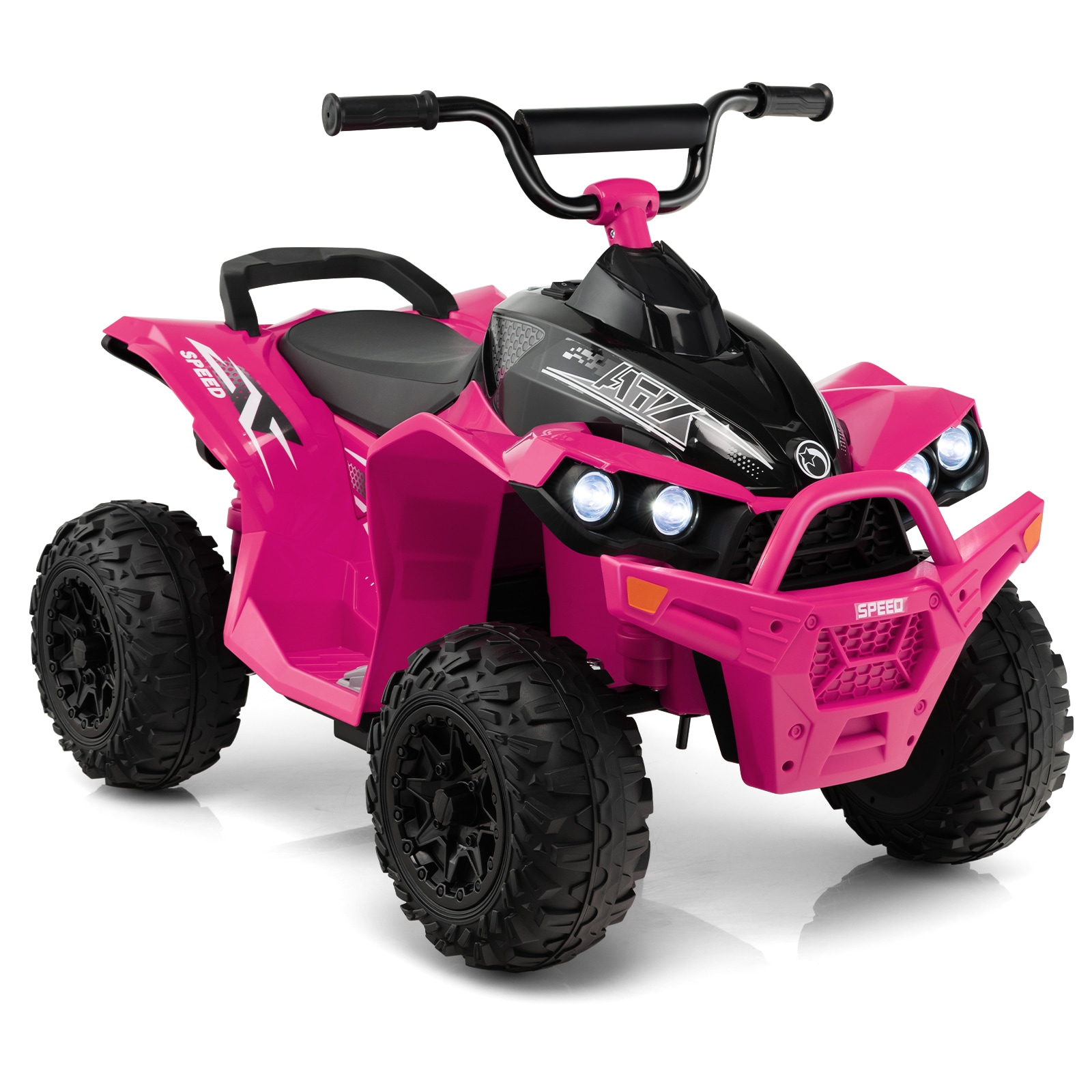 Slickblue D-CO-IP-SU22101QT 12V Ride On ATV for Kids (Battery Included and Charger Included) Electric Vehicle with LED Lights Music Horn Outdoor Play- Pink