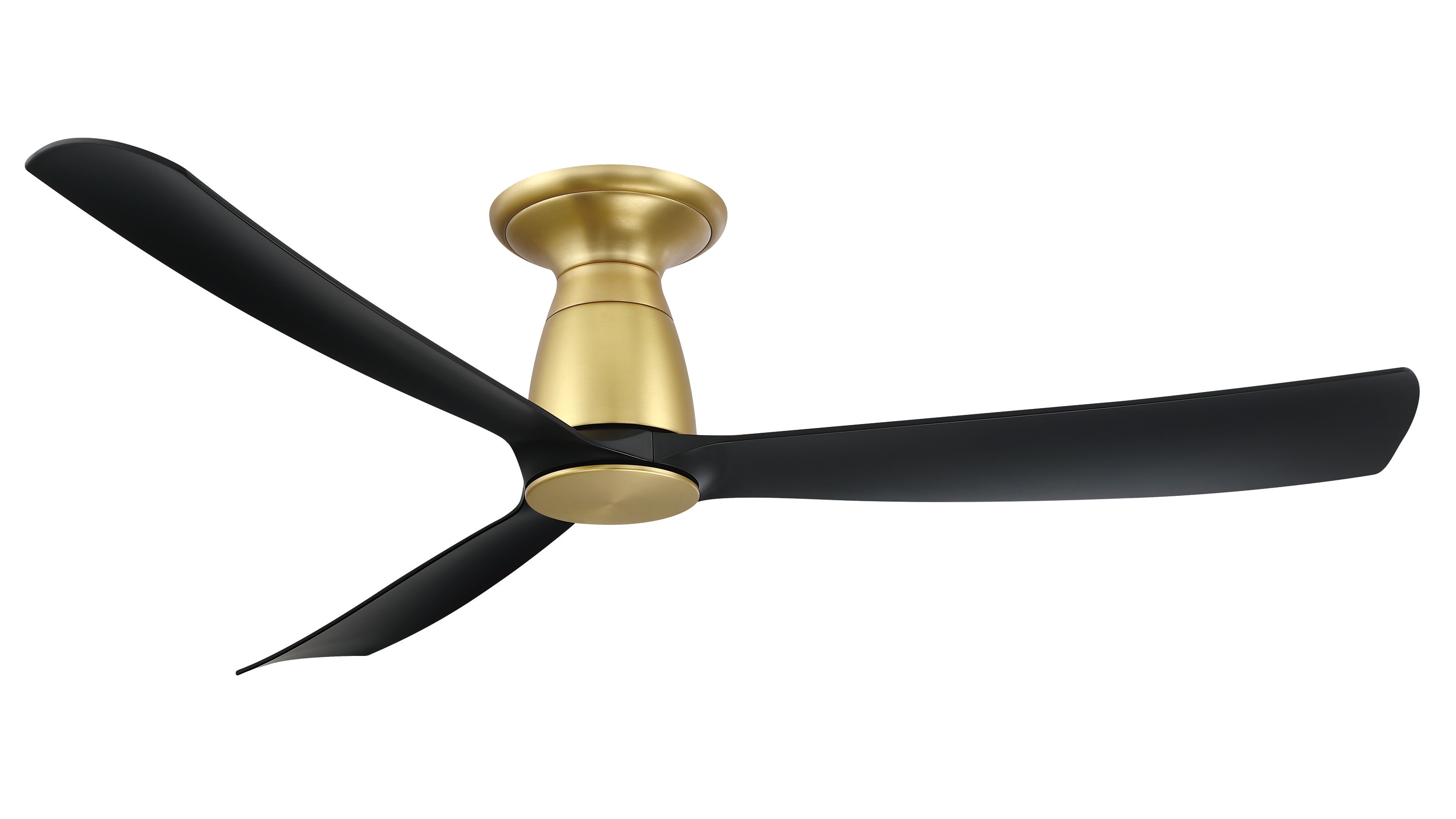 Fanimation FPD8534BSBL-F Kute 52-in Outdoor Flush Mount Smart Brushed Satin Brass with Black Blades Propeller Ceiling Fan Light Kit Compatible - Remote Included ( 3 -Blade )