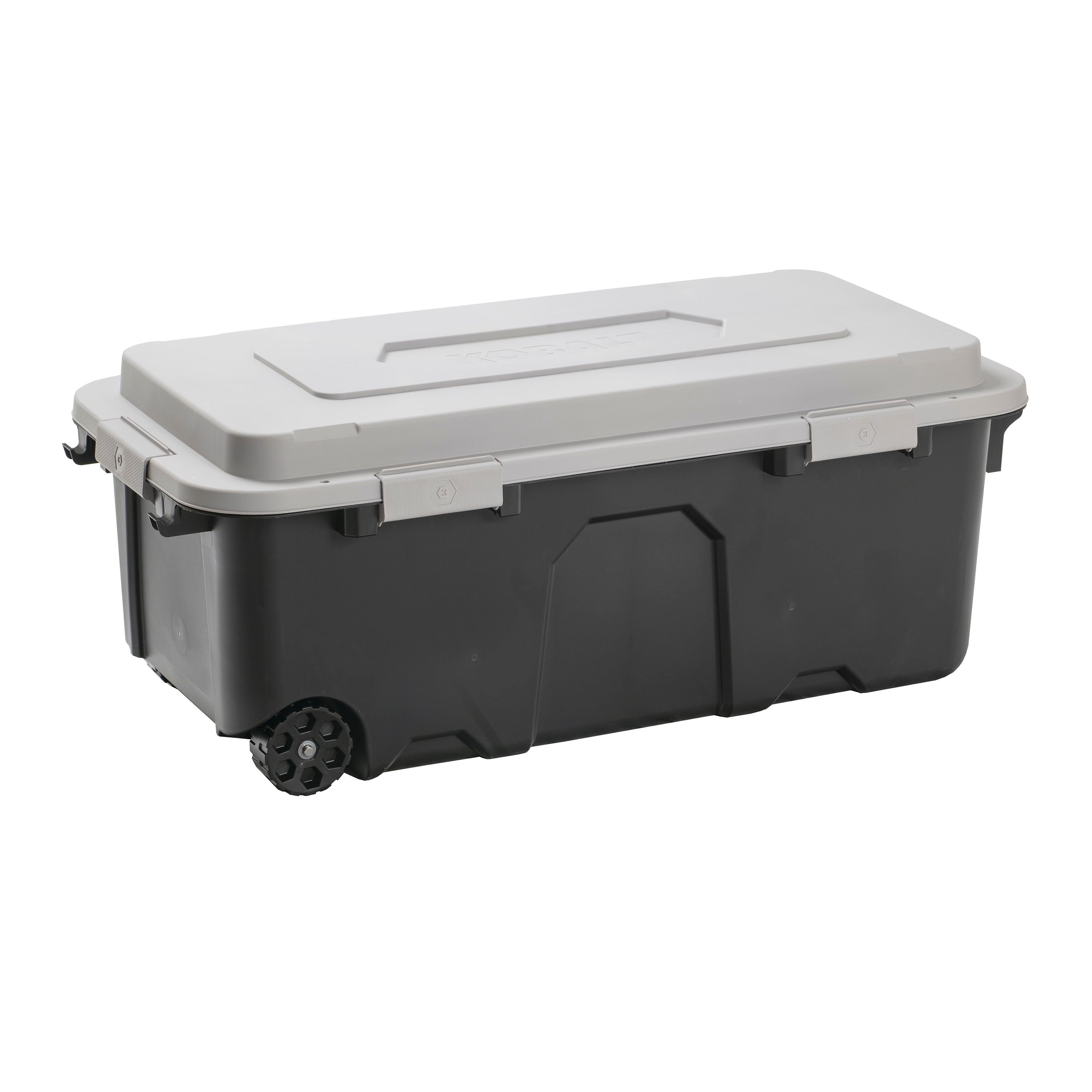 Kobalt X-large 31-Gallons (124-Quart) Grey Weatherproof Heavy Duty Rolling  Tote with Latching Lid in the Plastic Storage Containers department at
