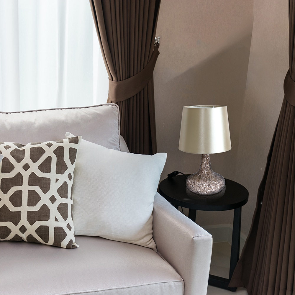 Simple Designs LT3039-CHA Madison 14.17-in Champagne Table Lamp with Fabric Shade
