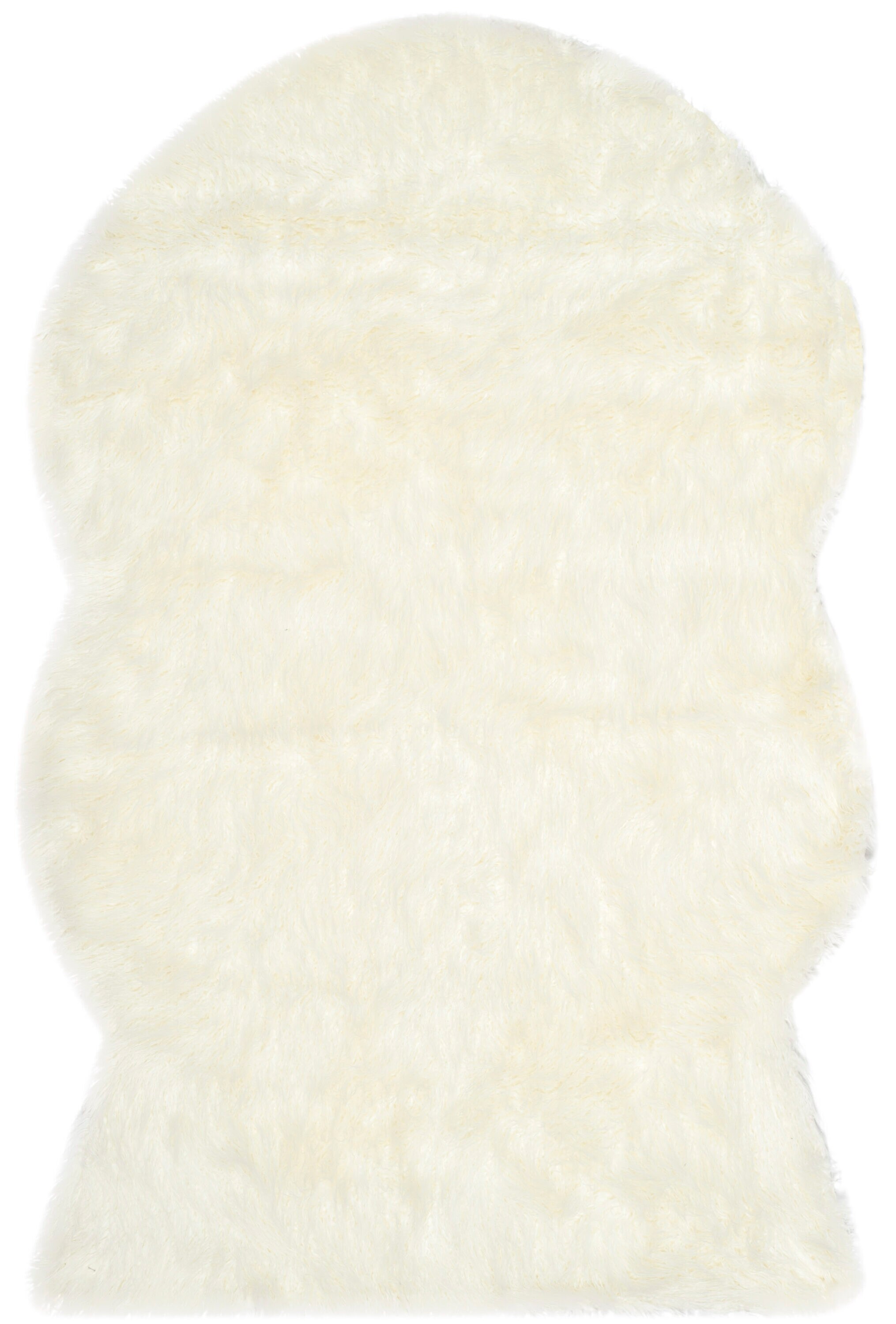 Ivory Faux Sheepskin 4' x 6' Rectangular Area Rug