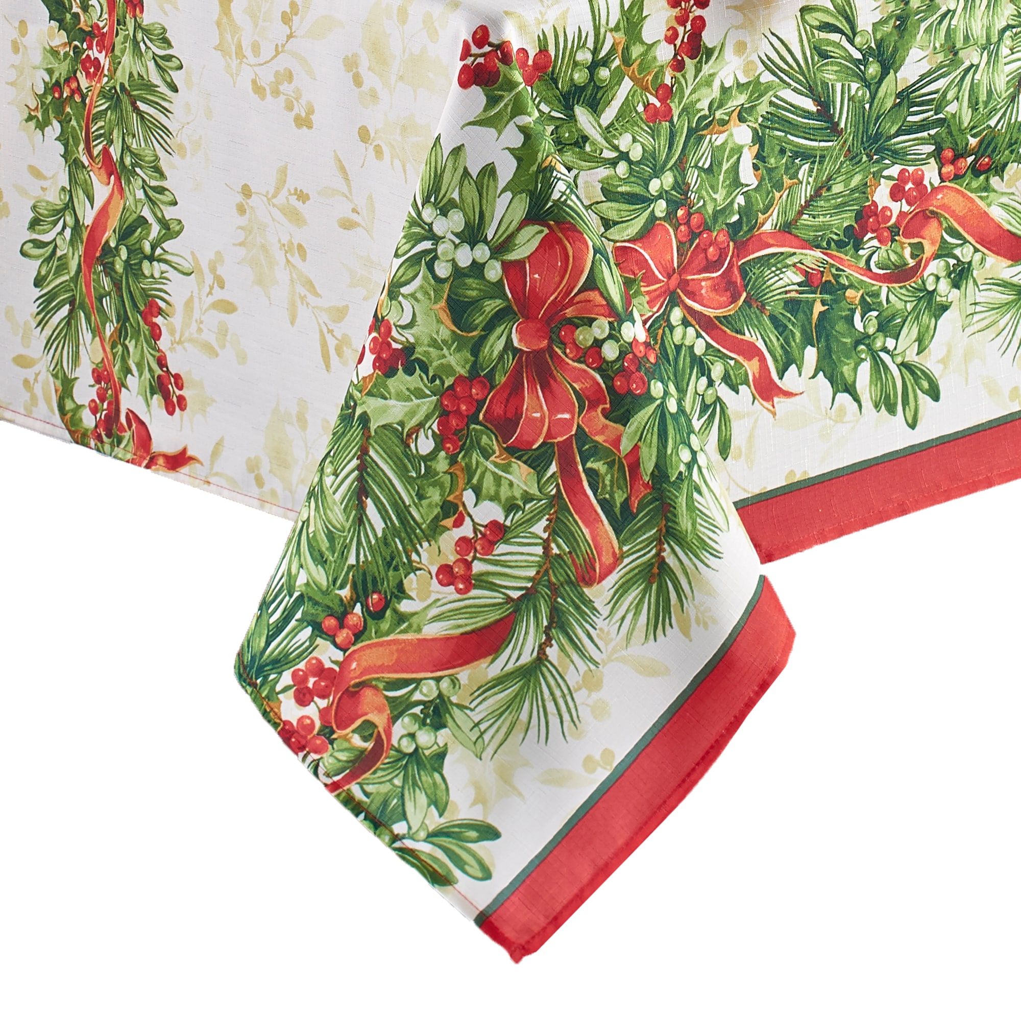 Elrene Home Fashions 739550331943 Holly Traditions Holiday 60"x84" Indoor Multicolor Table Cover for 6-ft rectangle