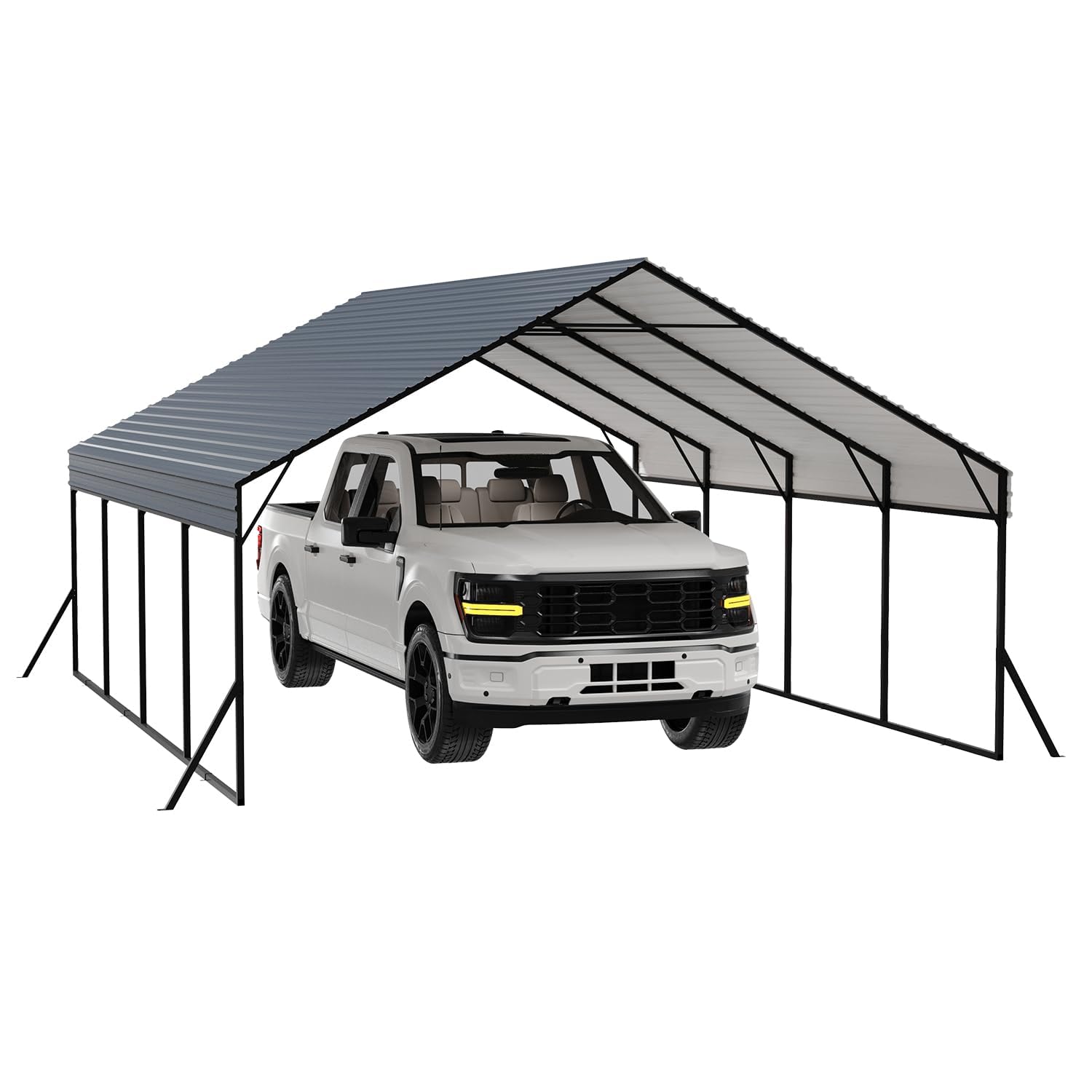 Garvee 16x21 FT Metal Carport Heavy Duty Car Shelter with Slanted ...