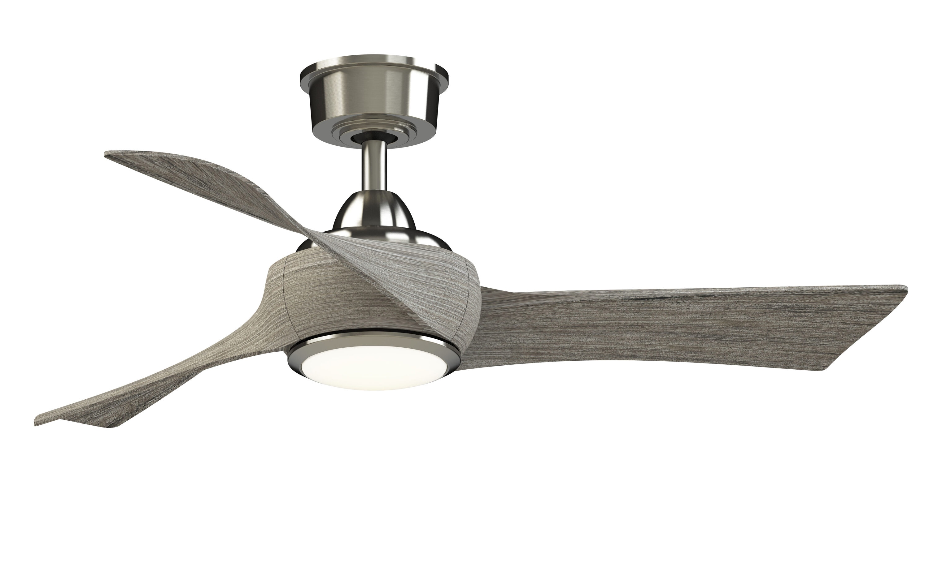 Wrap Custom 44-in Brushed Nickel Color-changing LED Indoor/Outdoor Smart Ceiling Fan with Light Remote (3-Blade) | - Fanimation FPD8530BN-44WE-LK