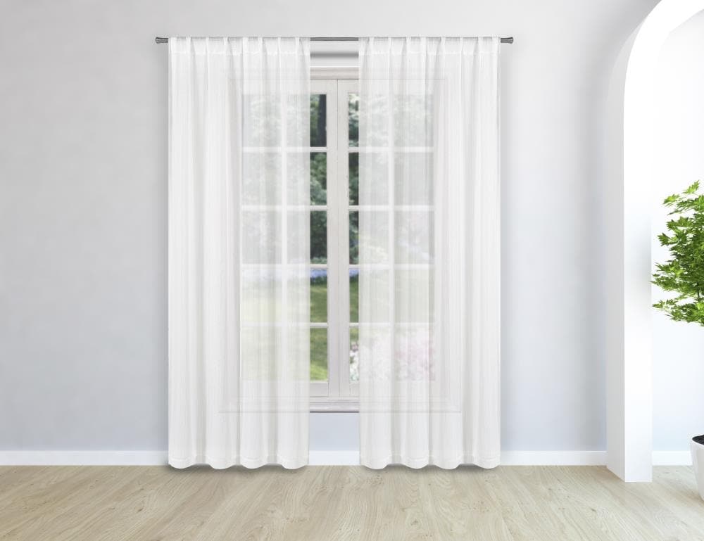 Duck River Textile YVRWS=12 /16351 63-Inches White-Silver Striped Semi-sheer Standard lined Rod pocket Curtain panel pair