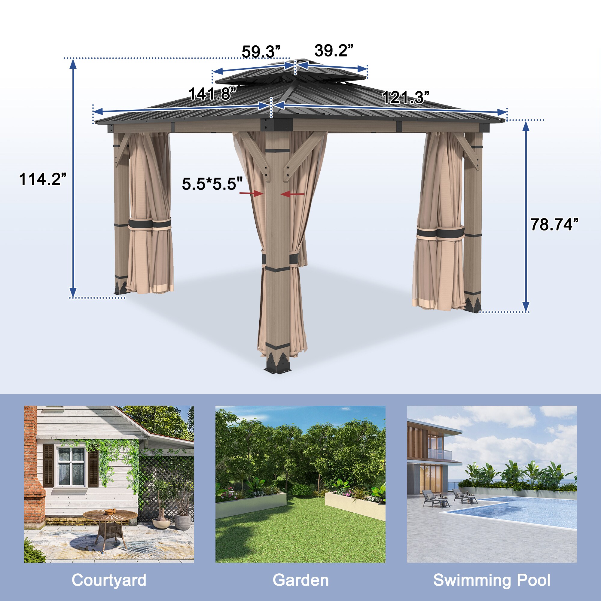 Dimakai DK-06KTSC12S8 Wood-Resin-Gazebos - View #10