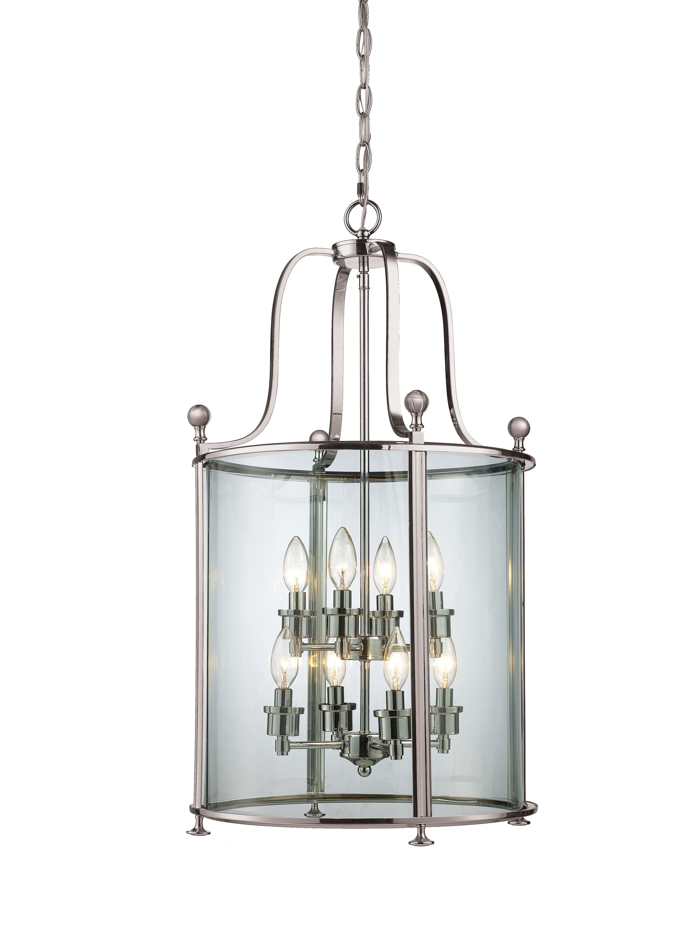 Z-Lite 191-8 Wyndham 8 -Light Brushed Nickel Modern/contemporary Clear glass Drum Medium Hanging Pendant light