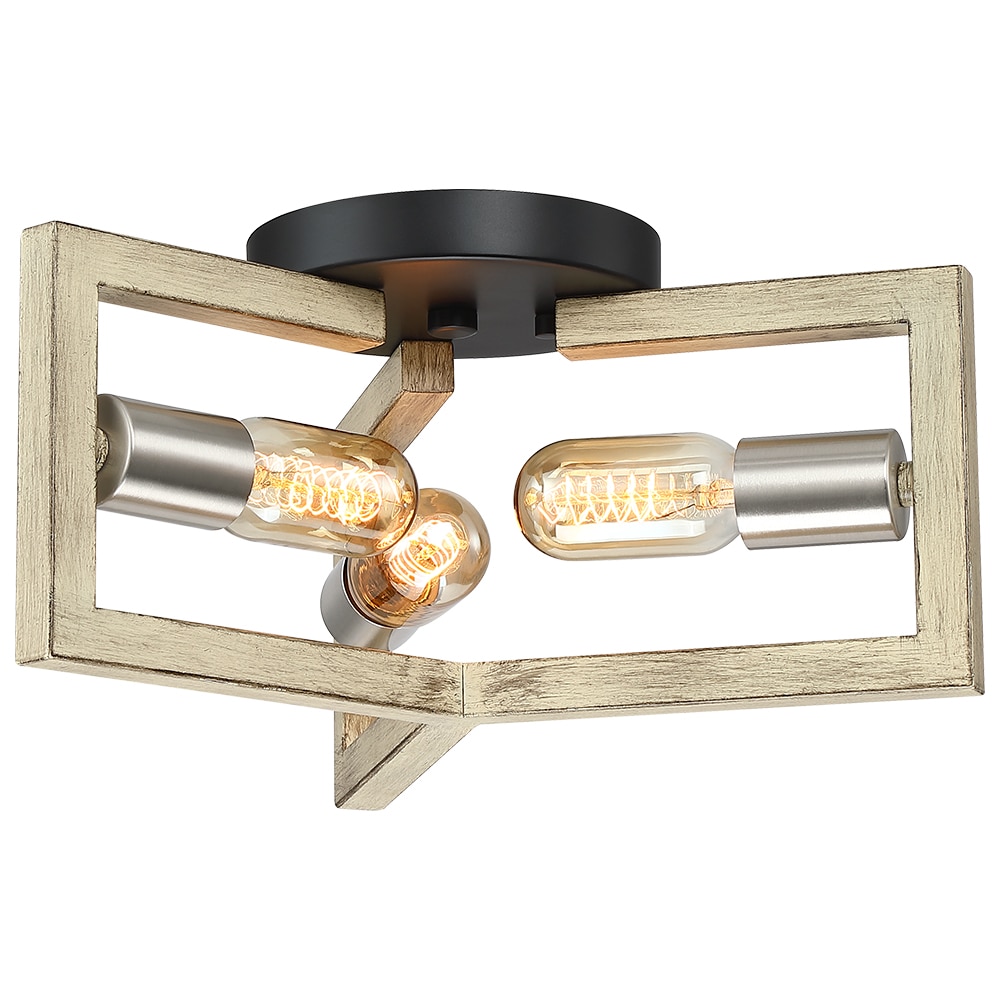 True Fine TD41016FL 3 -Light 11.5-in Distressed Black Semi Flush Mount Light
