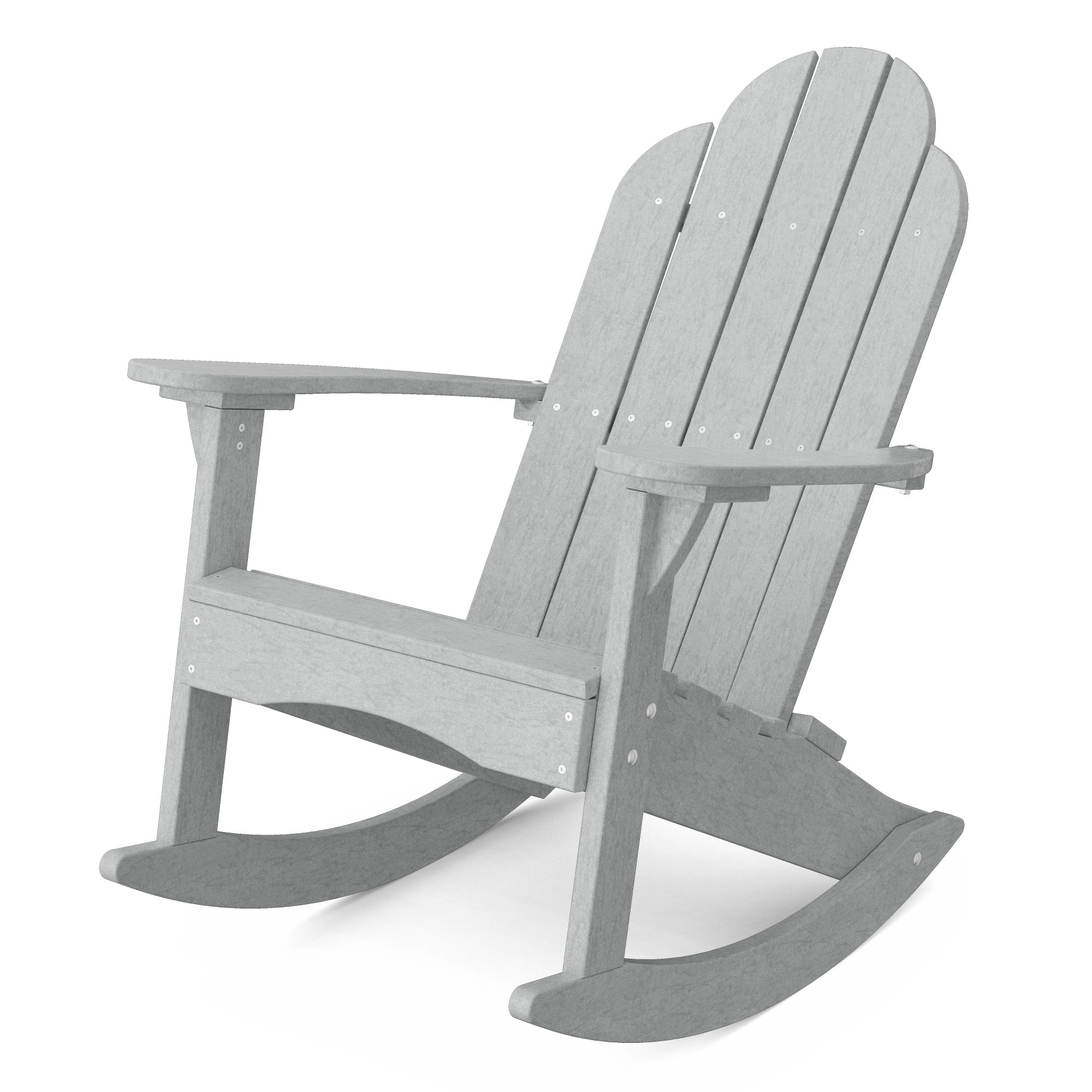 Wildridge LCC-215-LG Classic Adirondack Light Gray HDPE Frame Rocking Chair with Slat Seat