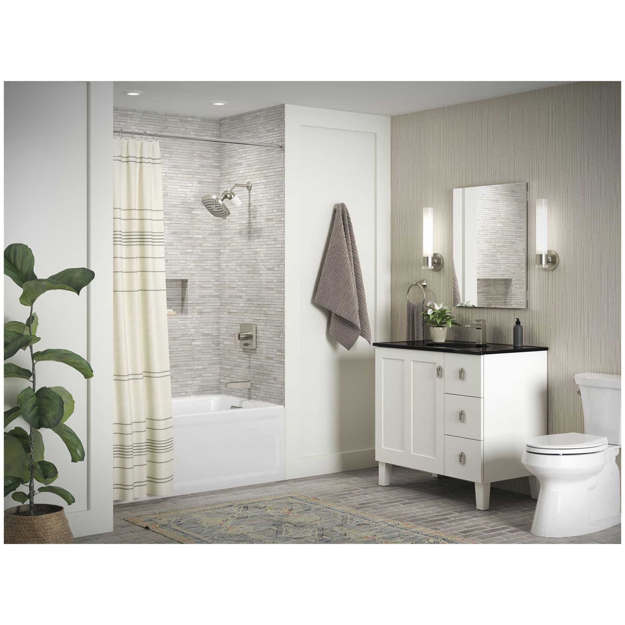 Polished Chrome Wall-Mounted Lever Valve Trim