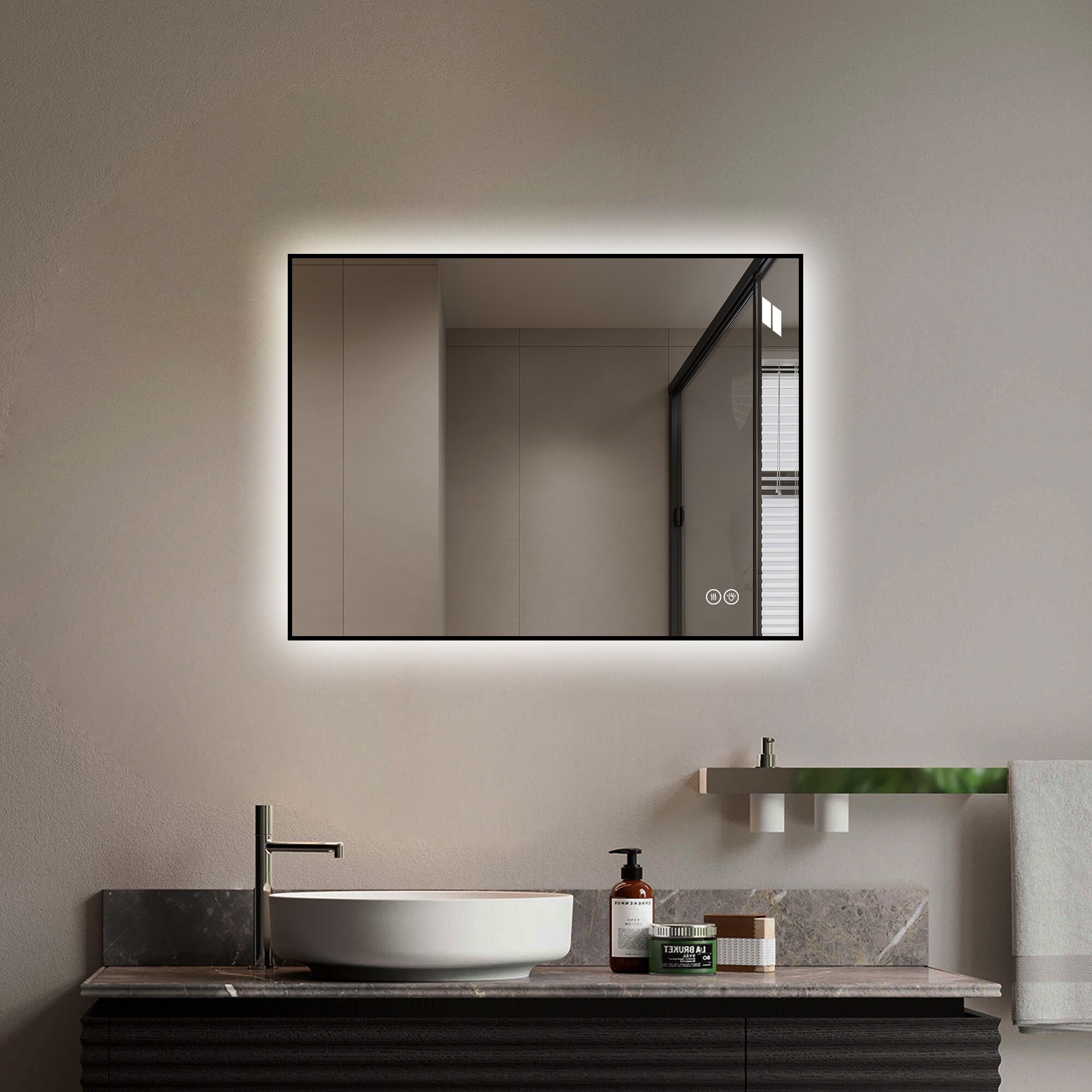 Vorene 24x32-in LED Bathroom Mirror Aluminum Frame Anti-Fog Dimmable