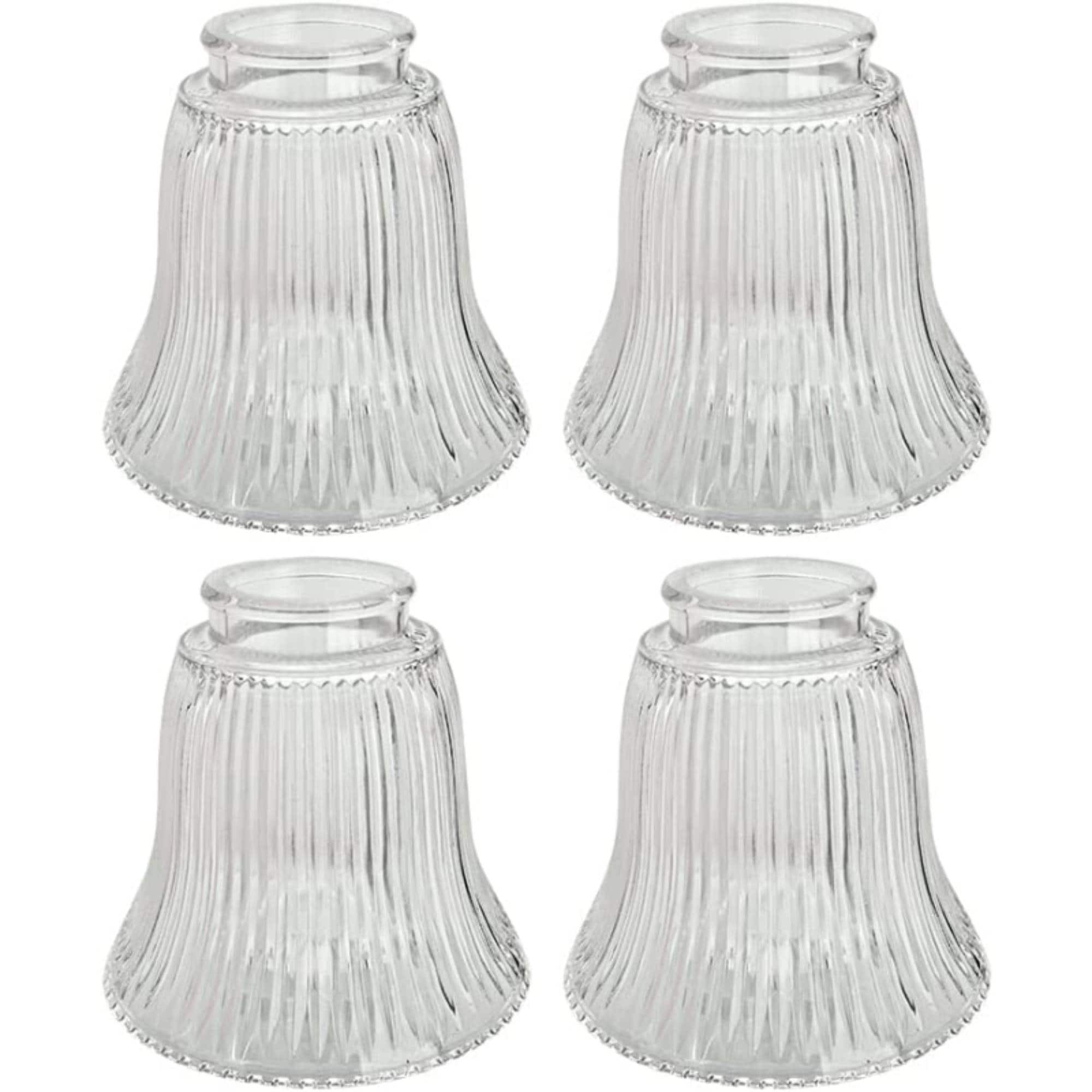 Aspen Creative Corporation 23080-4 4.5-in x 4.75-in Bell Clear Ribbed Ribbed glass Ceiling fan light shade with 2-1/8-in Fitter (Setscrew Fitter)