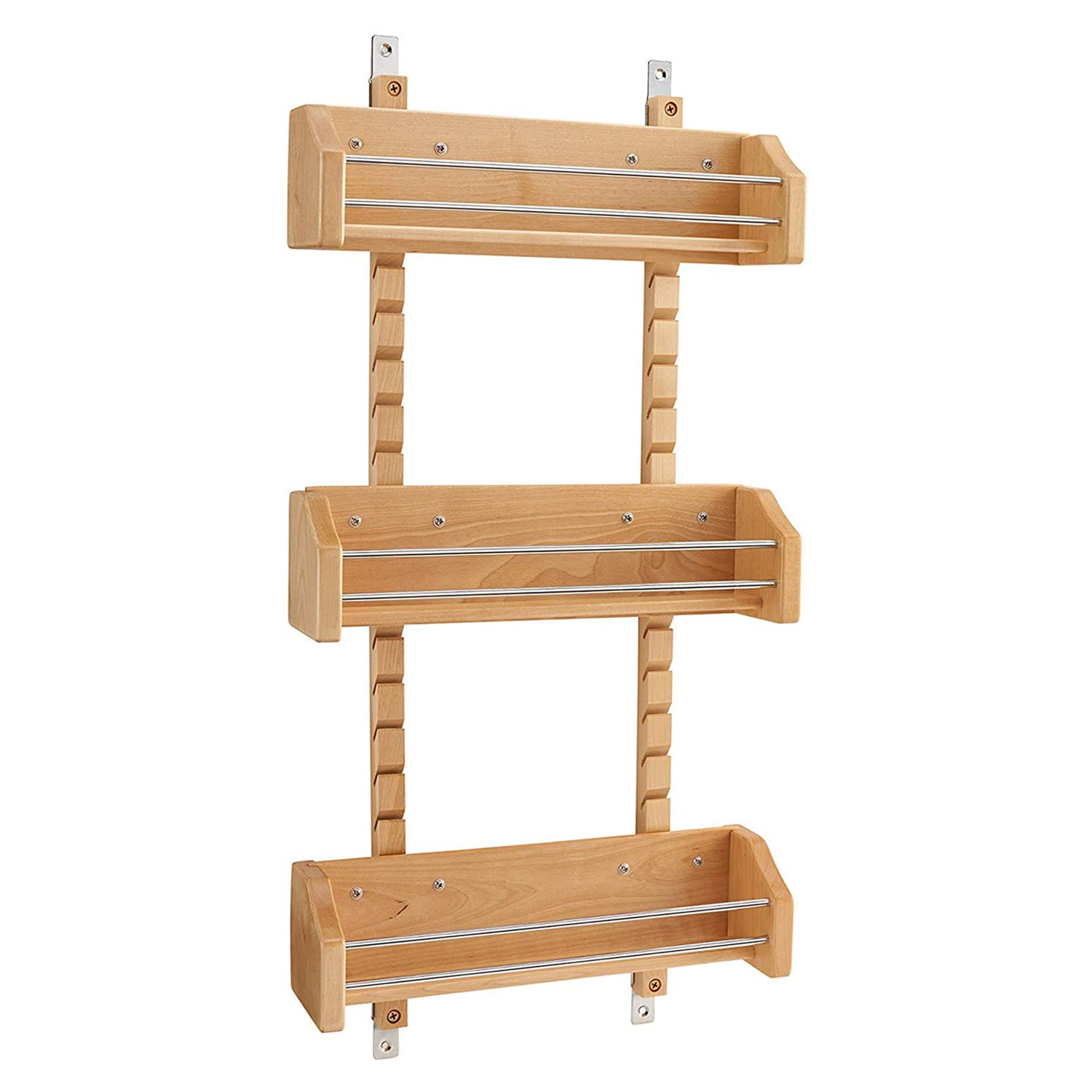 Rev-A-Shelf 167703 13.13-Inches W x 25-Inches H x 4-Inches D 3 -Tier Cabinet-mount Natural Wood Spice rack