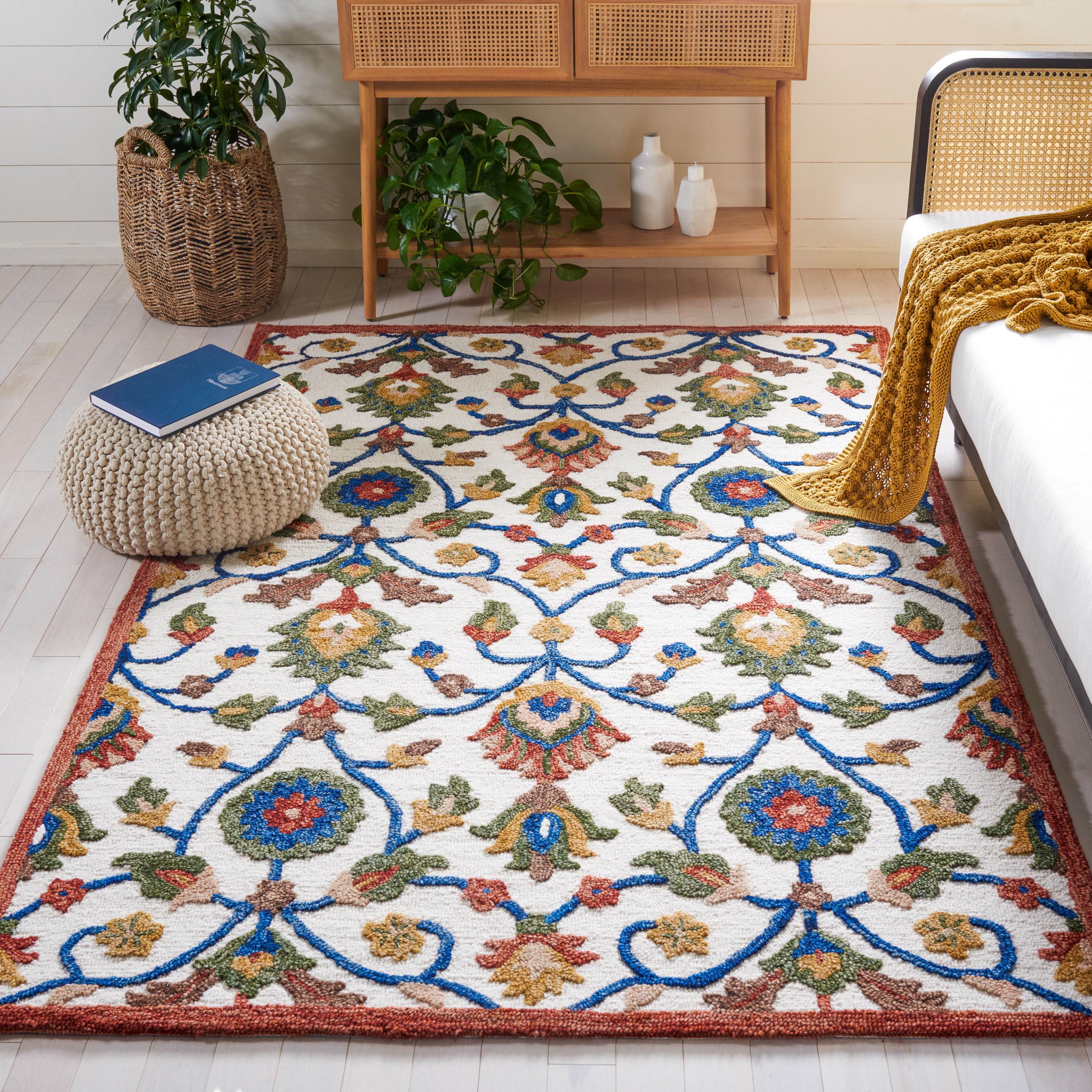 Safavieh BLM562A-8 Blossom Chloe 8 x 10 (ft) Tufted Wool Ivory/Green Rectangular Indoor Floral/Botanical Bohemian/Eclectic Area rug