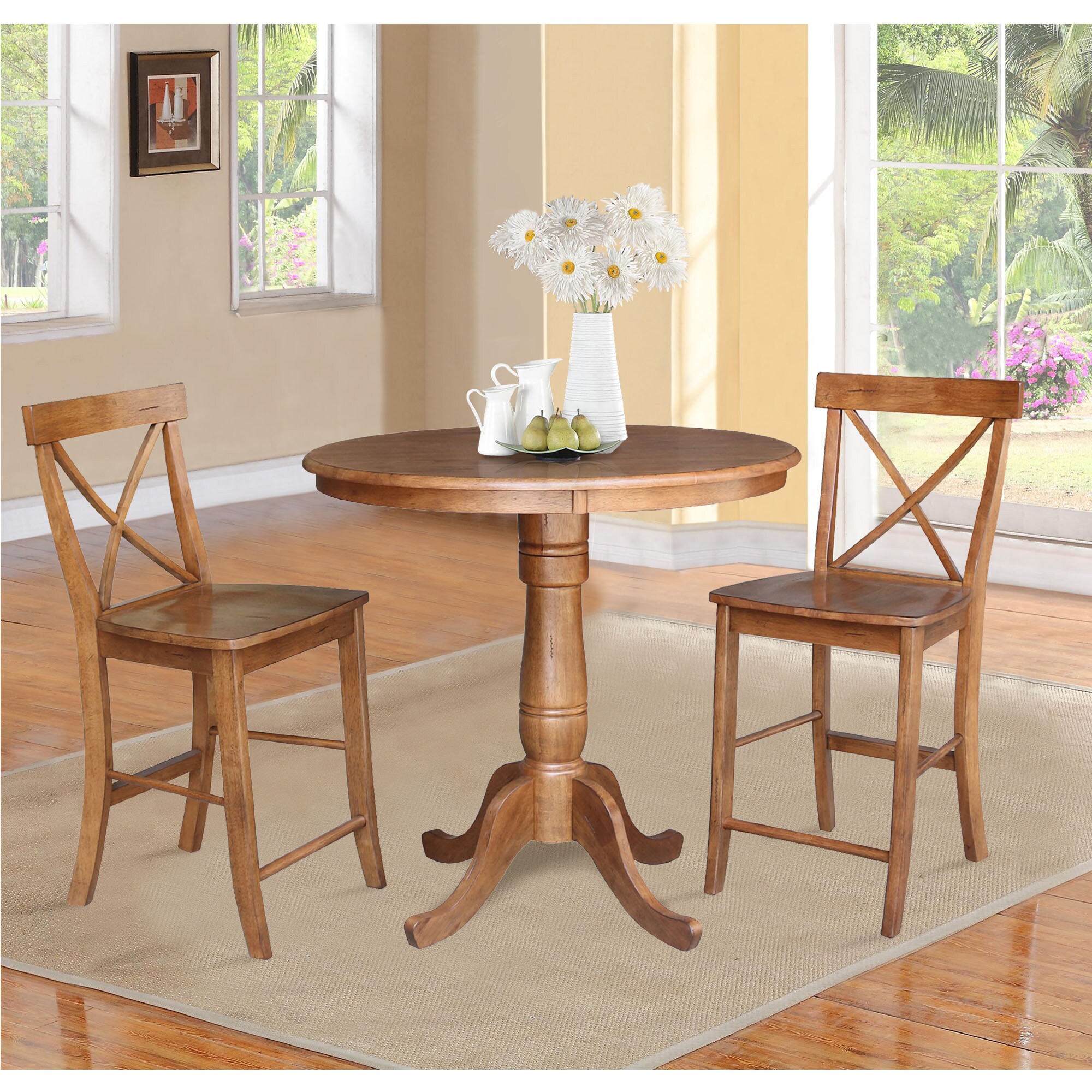 International Concepts Distressed Oak Traditional Dining Room Set with ...