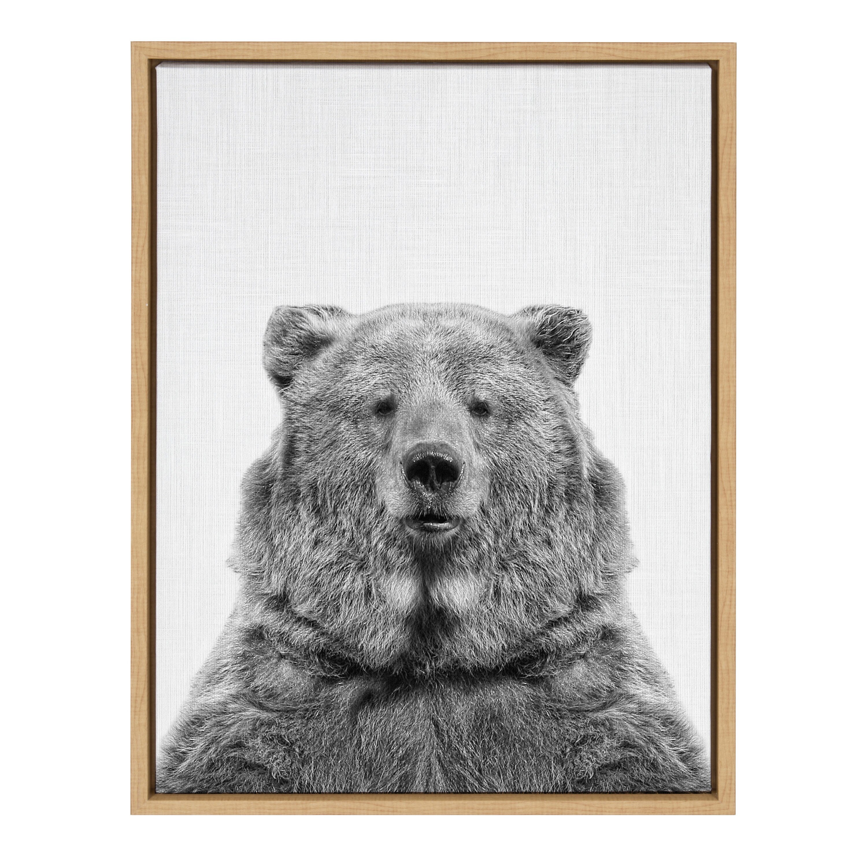 Kate and Laurel Bear European Tai Prints Light Brown Framed 24-in H x 18-in  W Animals Print on Canvas in the Wall Art department at