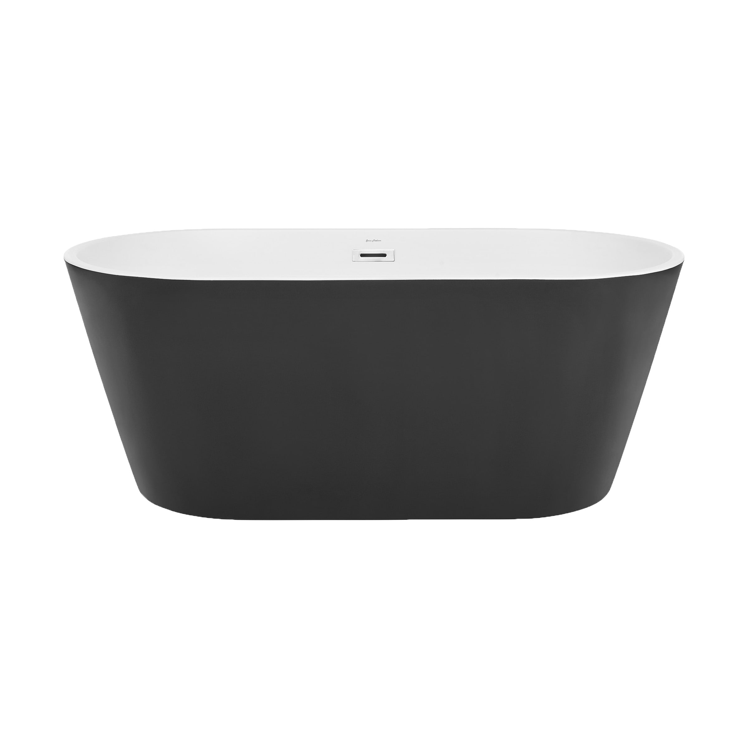 Swiss Madison SM-25-FBREI06BK Reims 59.5-in x 30-in Matte Black Acrylic Oval Freestanding Soaking bathtub ( Center Drain )