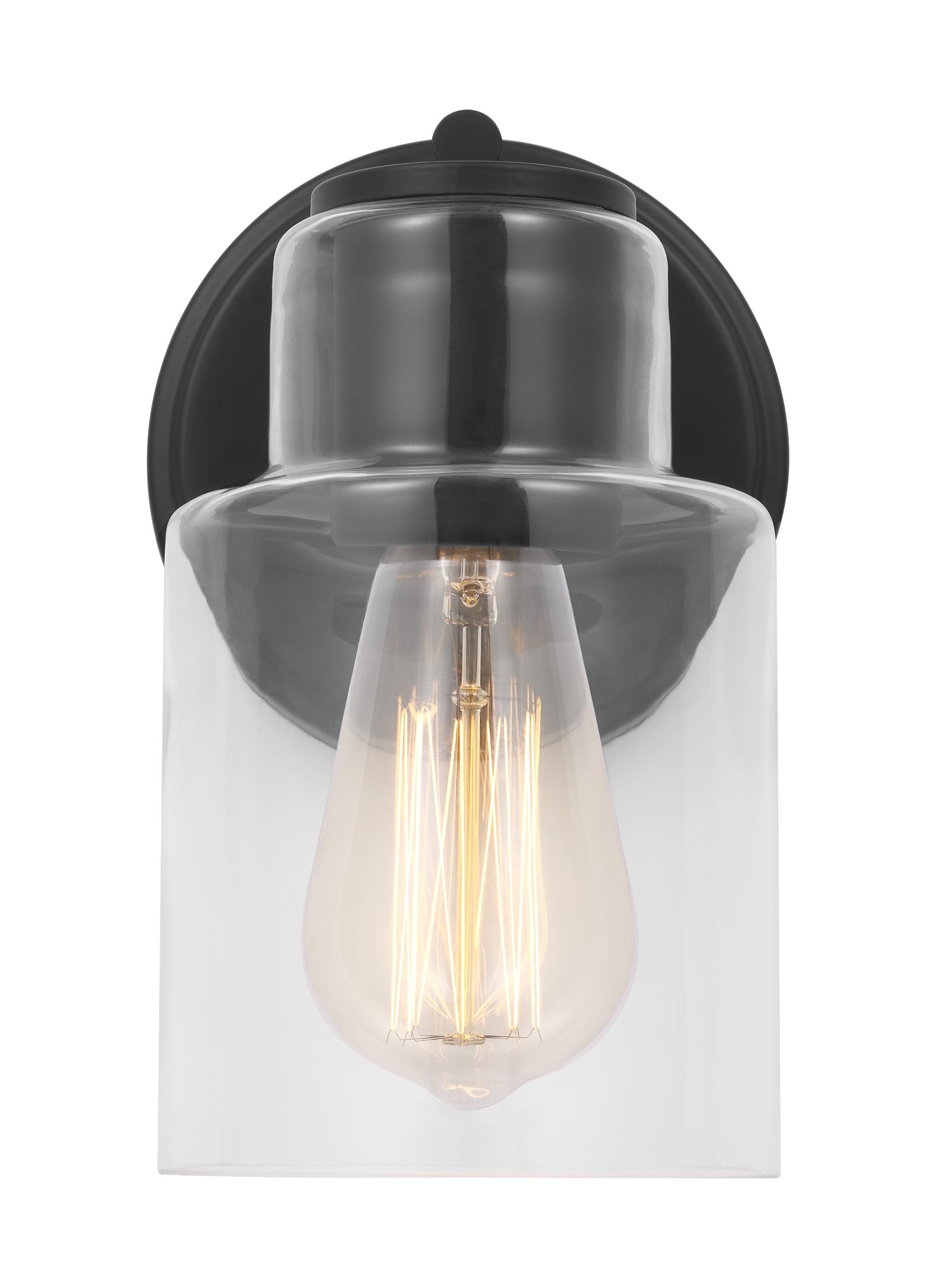 Scott Living DJV1001MBK Sayward 5-in W 1-Light Black Transitional Wall Sconce