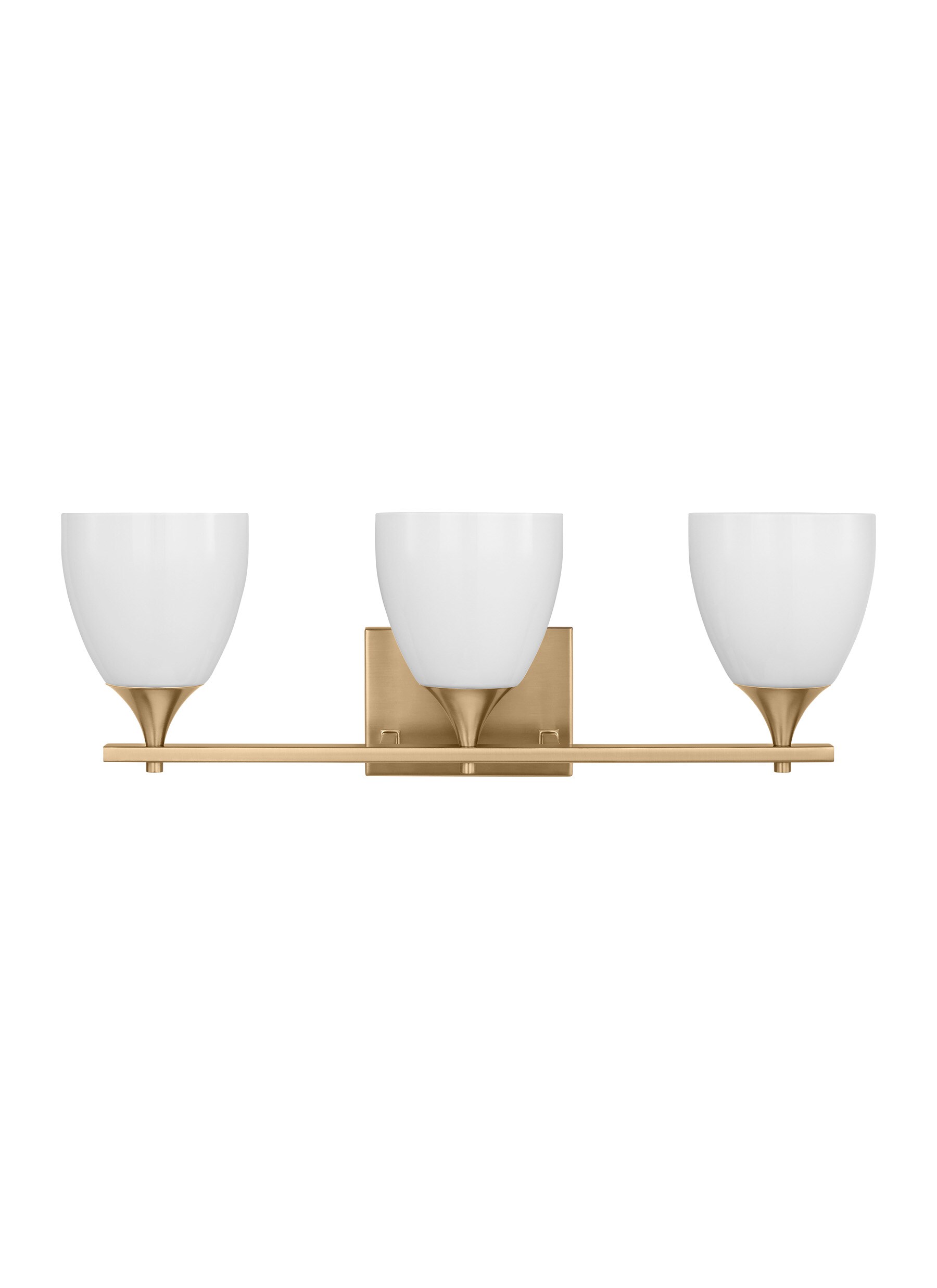 Toffino Satin Brass and Milk Glass 3-Light Wall Sconce