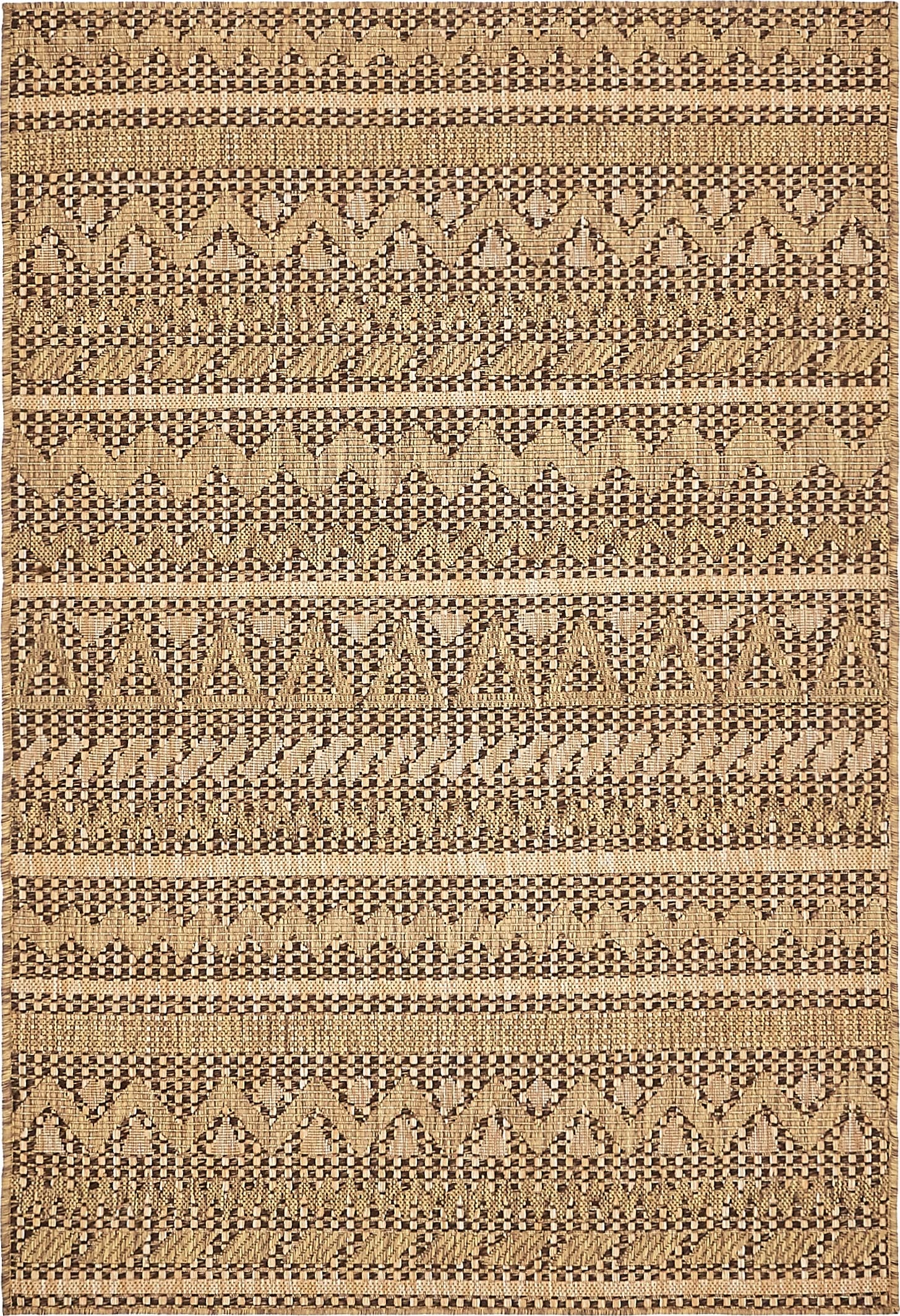 Light Brown 4' x 6' Synthetic Flat Woven Reversible Outdoor Rug