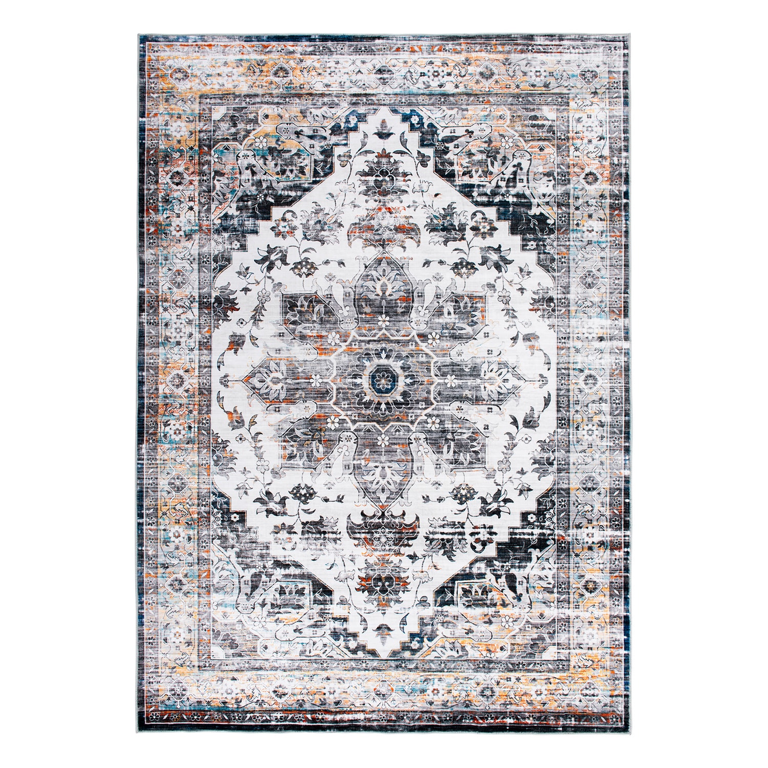 World Rug Gallery 7029GRAY5X7 5 X 7 (ft) Gray Indoor Medallion Machine Washable Area Rug