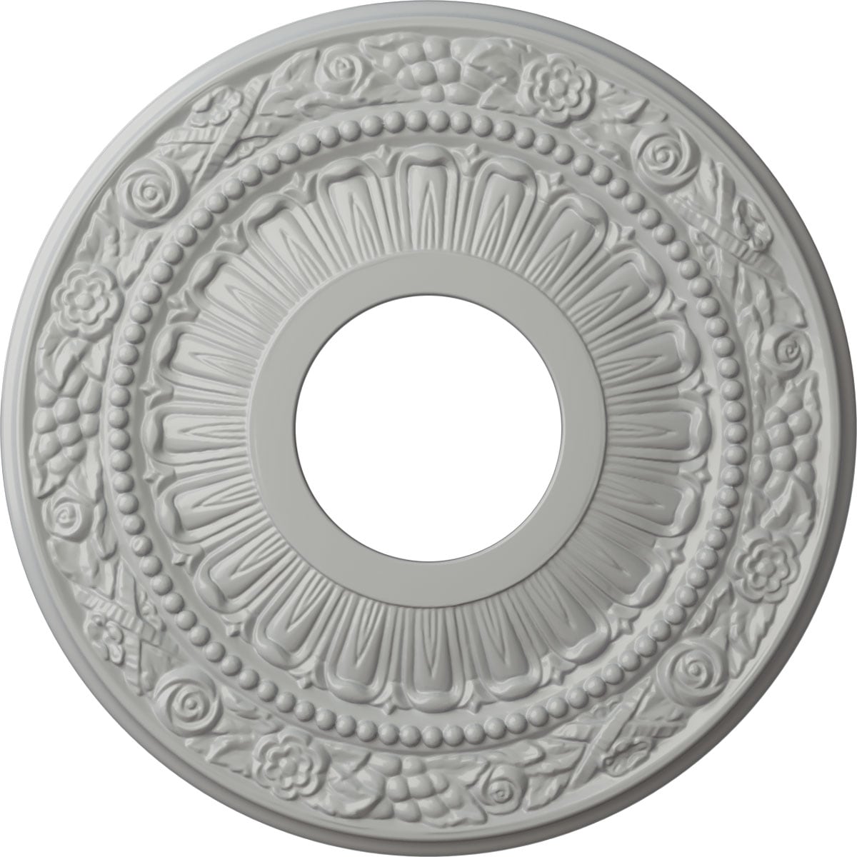 Ekena Millwork CM12NAFRF Nadia 12.125-in W x 12.125-in L Painted Frost Polyurethane Whole Ceiling Medallion