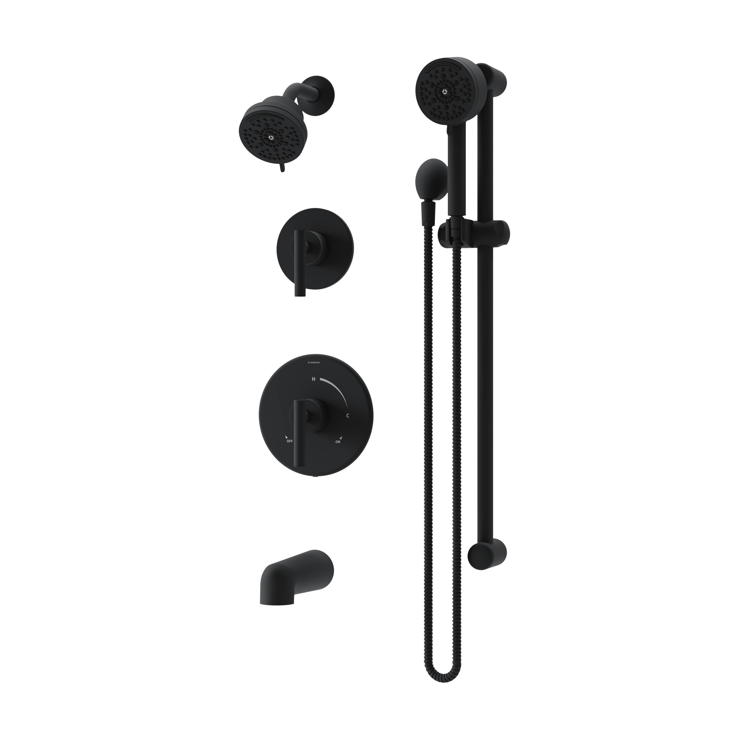 Symmons 3596BMB15TRM Dia Matte Black 2-handle Multi-head 3.94-in Round Bathtub and shower Faucet