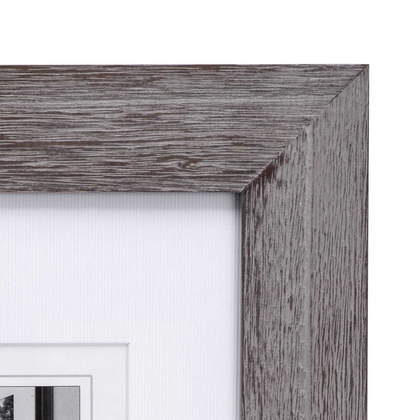 8x10 Grey Distressed Wood Frame, Black Mat