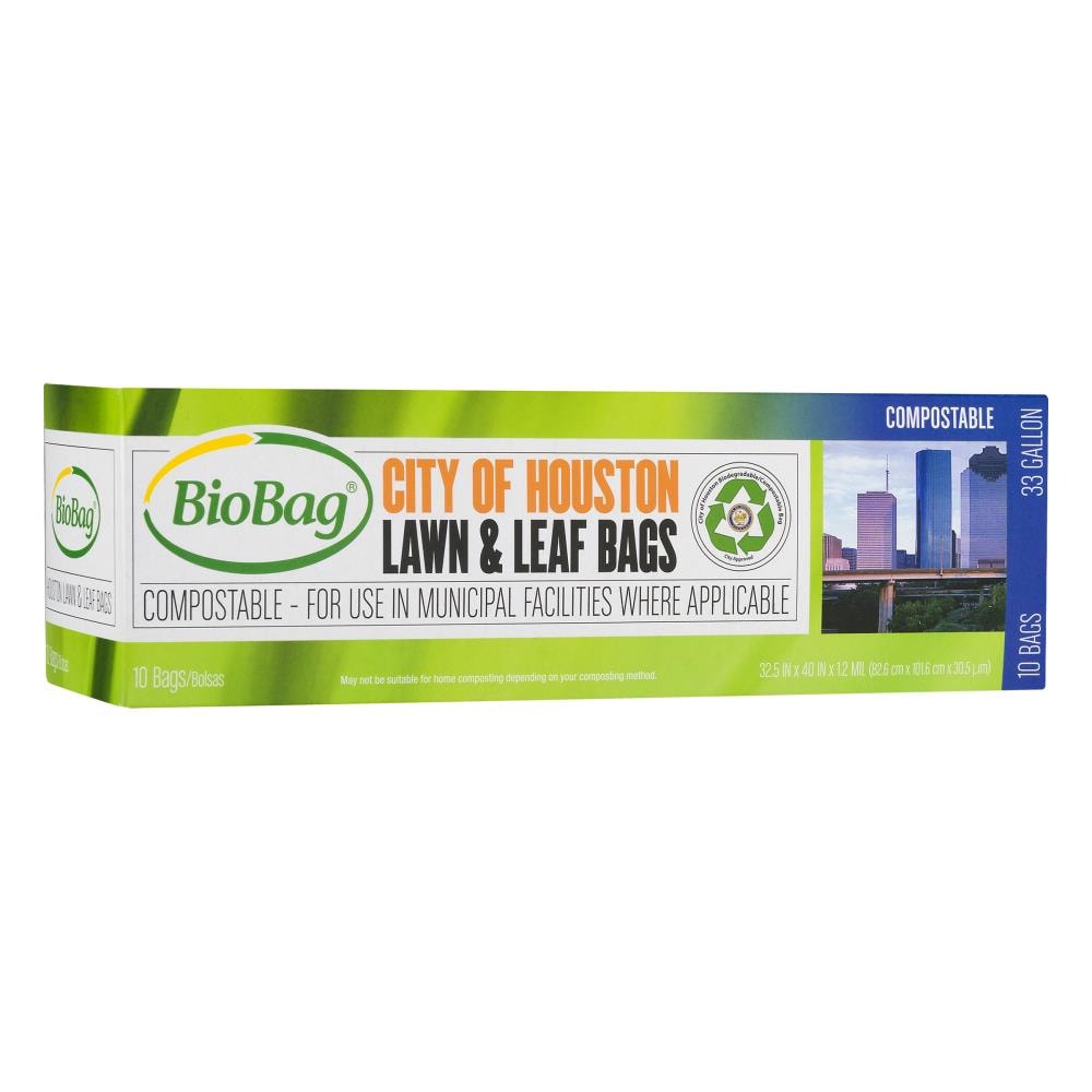 BioBag BioBag Houston Compostable Lawn and Leaf 35-Gallons Green Outdoor  Plastic Lawn and Leaf Trash Bag (10-Count) in the Trash Bags department at