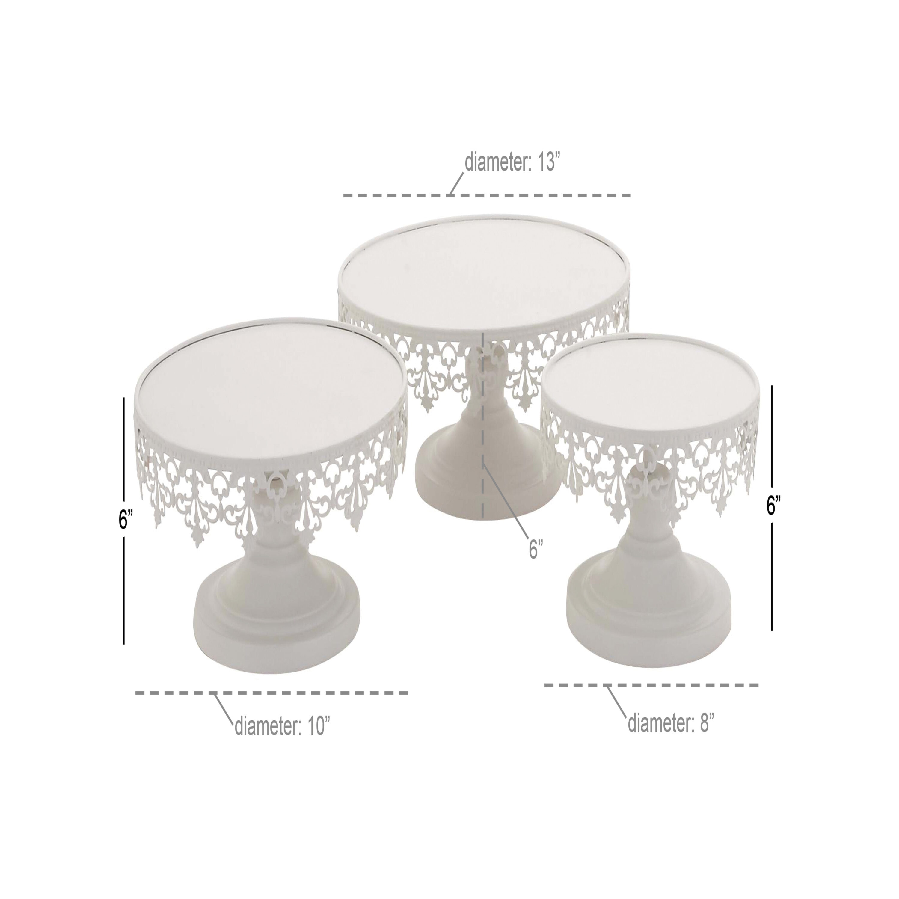 White Metal Pedestal Cake Stand Set of Three