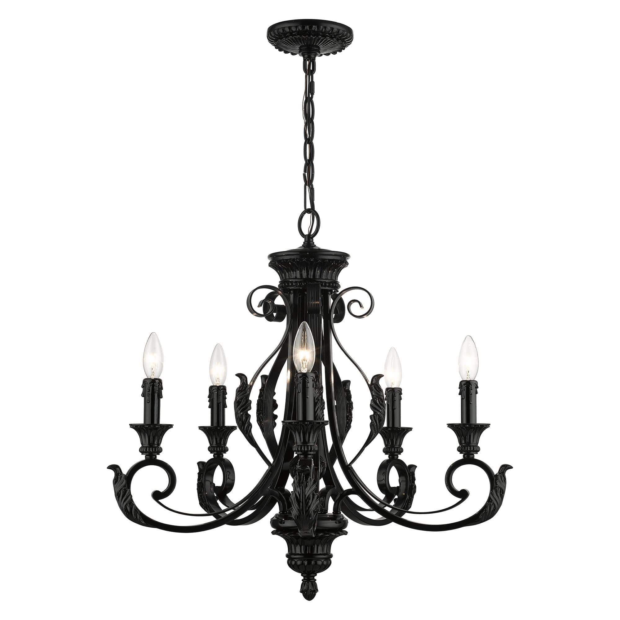 Livex Lighting A-LIVEX-49065-68 Valencia 5 - Light -Contemporary Shiny Black / black Steel Chandelier
