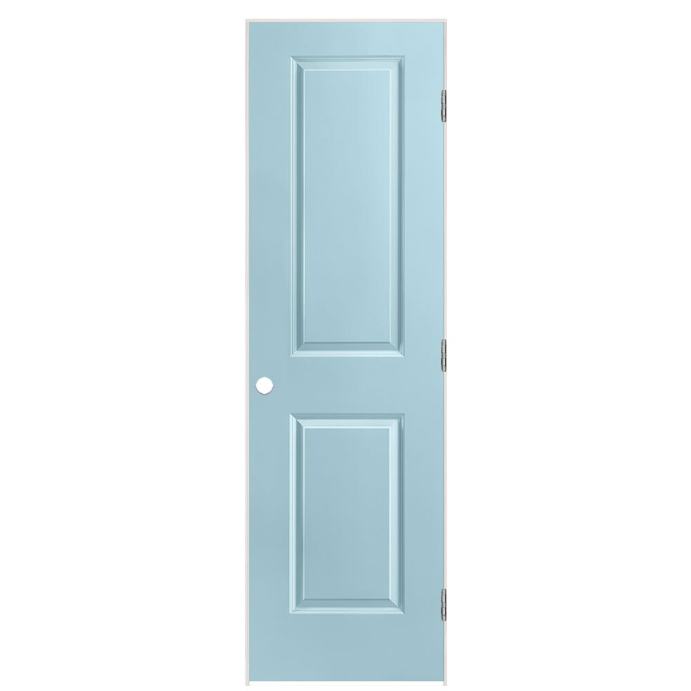 Masonite 1316089 24-in x 80-in Sea Mist Solid core 2-panel square Left hand Smooth Prefinished Molded composite Flat Jamb Single Prehung Interior Door