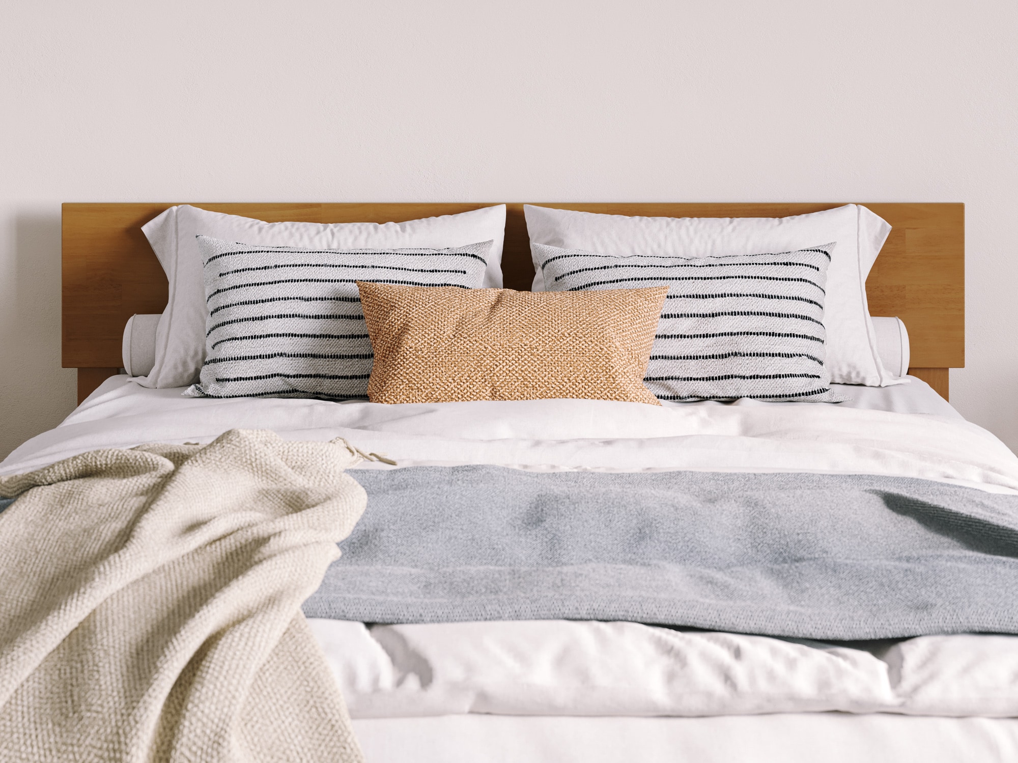 Light Toffee Queen Wood Platform Bed with Storage Drawers