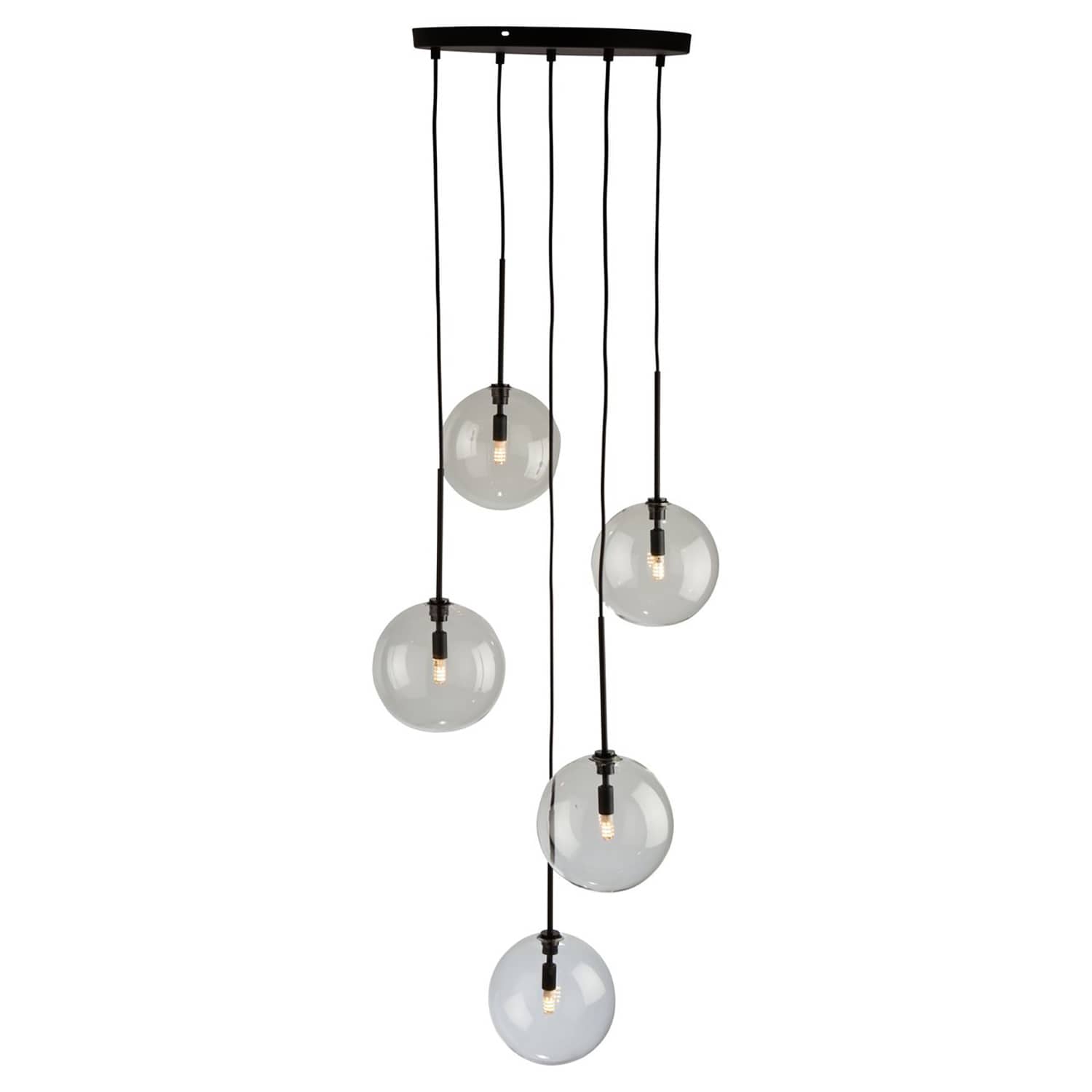 Black Glass Globe 5-Light LED Pendant