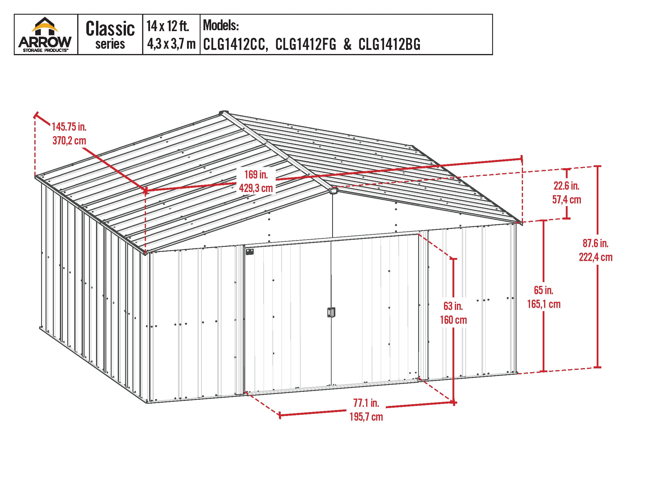 Arrow CLG1412FG Metal-Storage-Buildings-Sheds - View #3