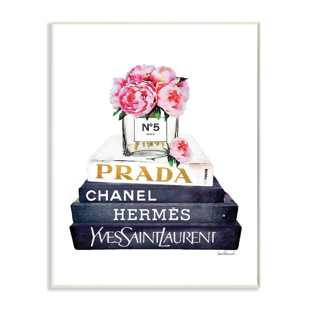 Stupell Industries Pink Rose Bouquet and Fashion Designer Bookstack Amanda  Greenwood 19-in H x 13-in W Figurative Print in the Wall Art department at