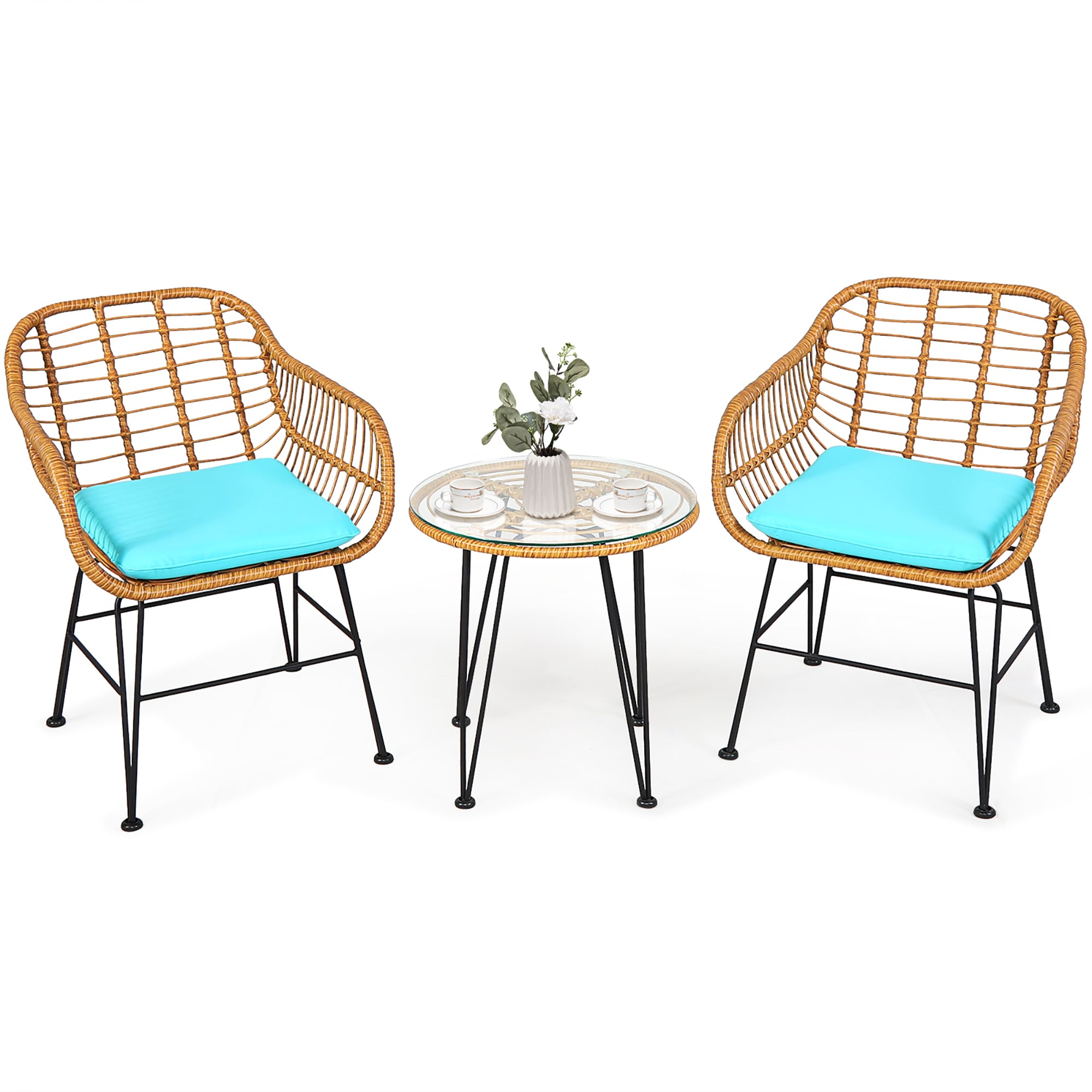 Costway OP70839TU Turquoise Steel Patio Bar