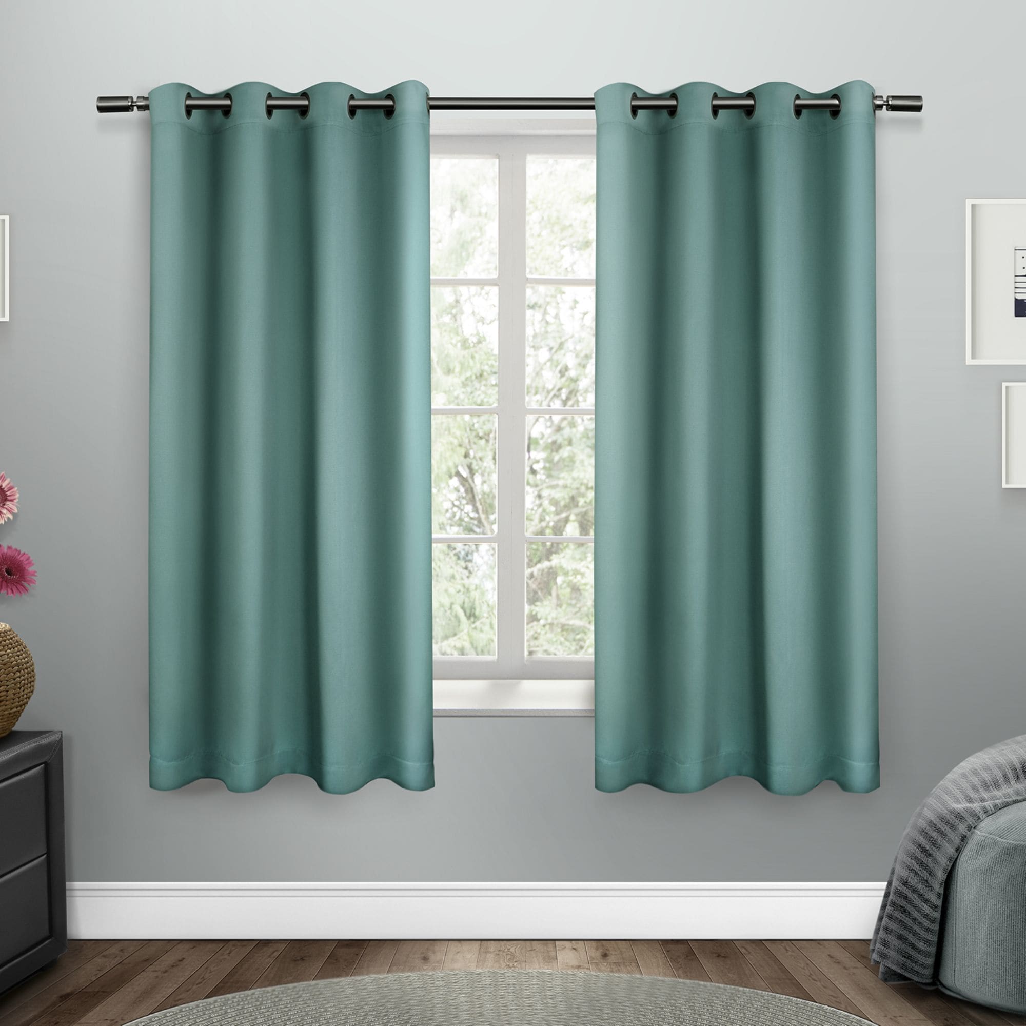 Exclusive Home EH7980-03 2-63G 63-in Teal Room darkening Interlined Grommet Curtain panel pair